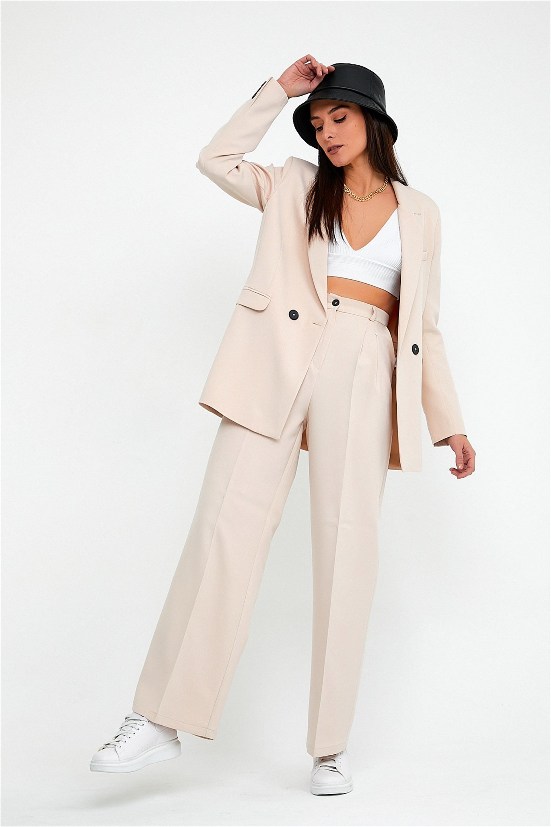 Kadın Taş Kahverengi Blazer Ceket