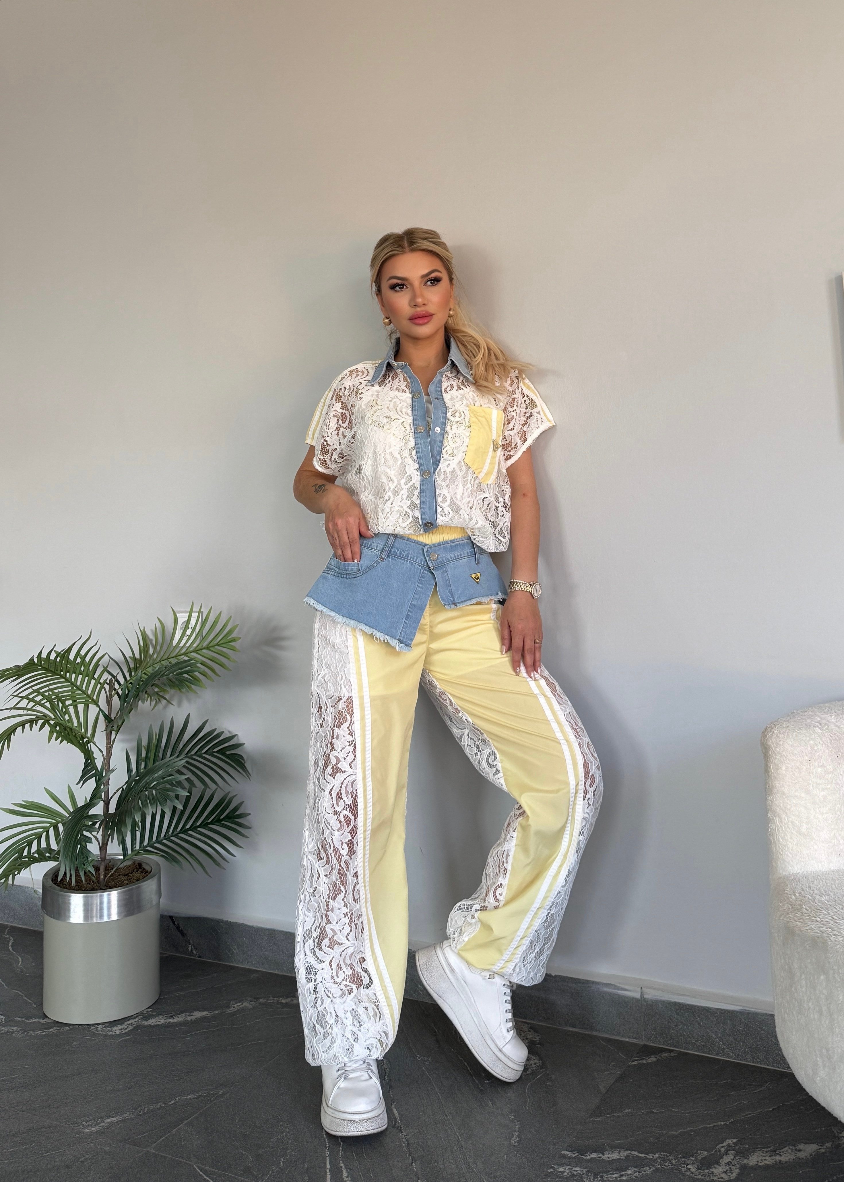     Luna Denim Dantel Takım Sarı