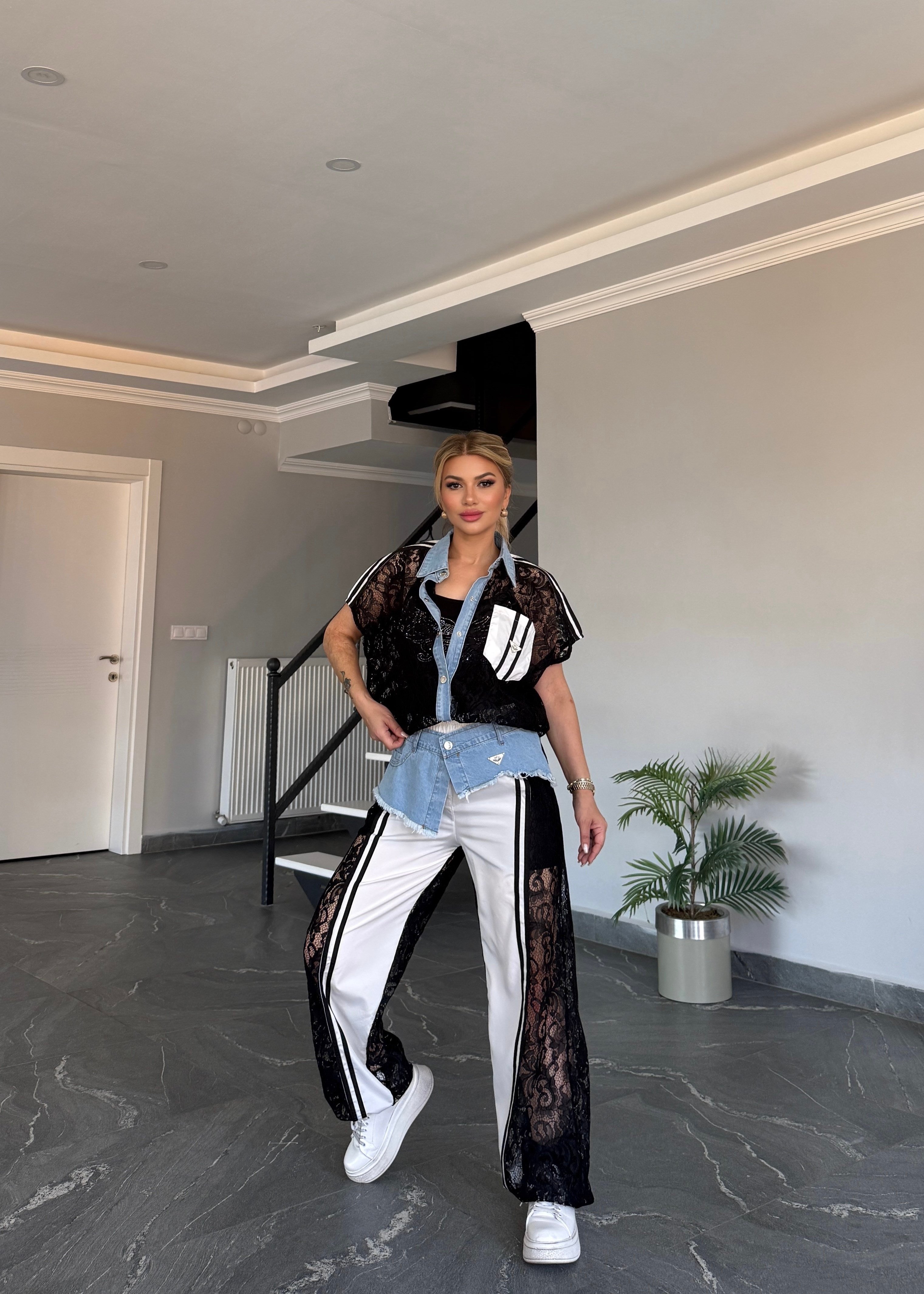     Luna Denim Dantel Takım Siyah