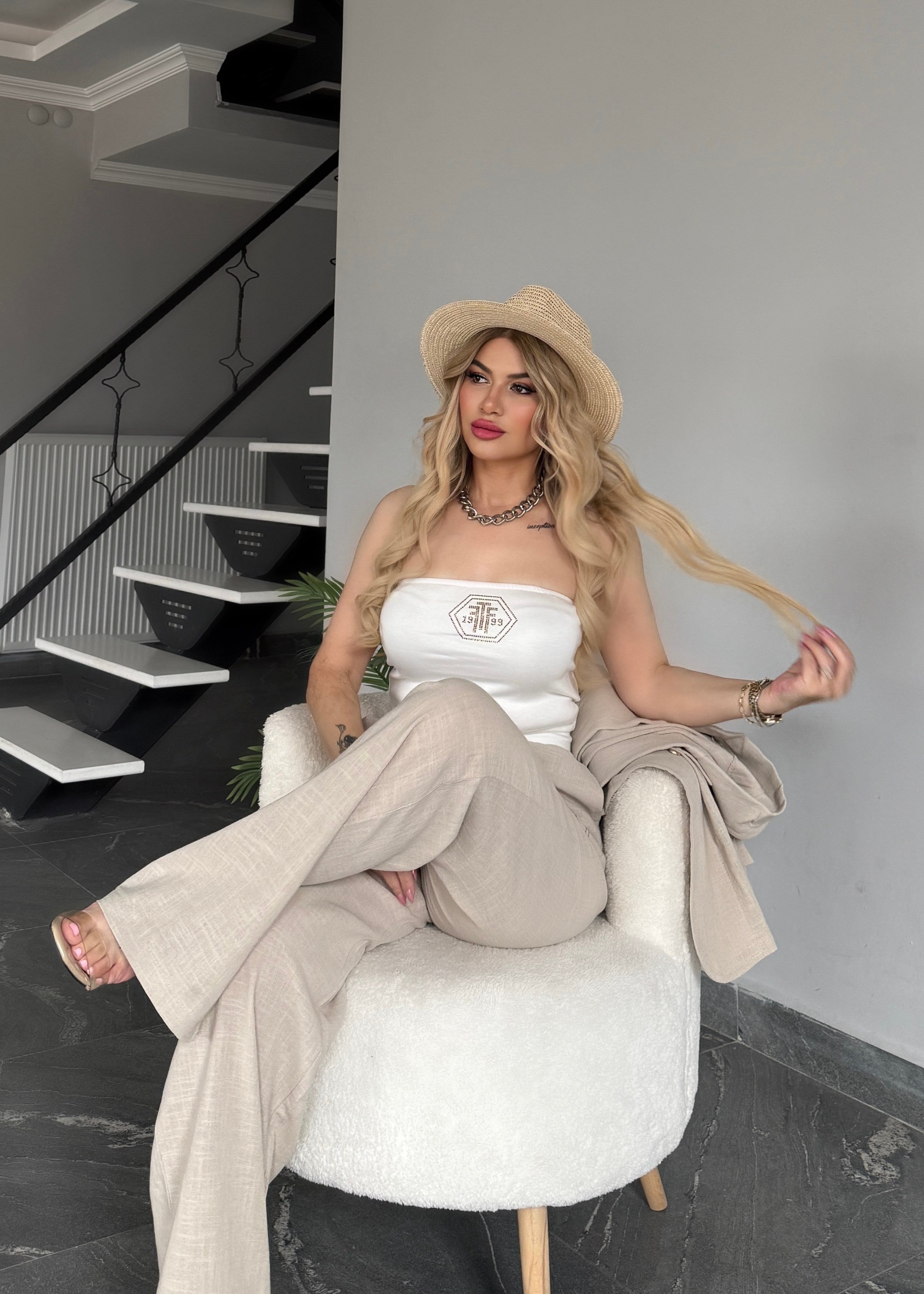 3 lü  keten takım bej