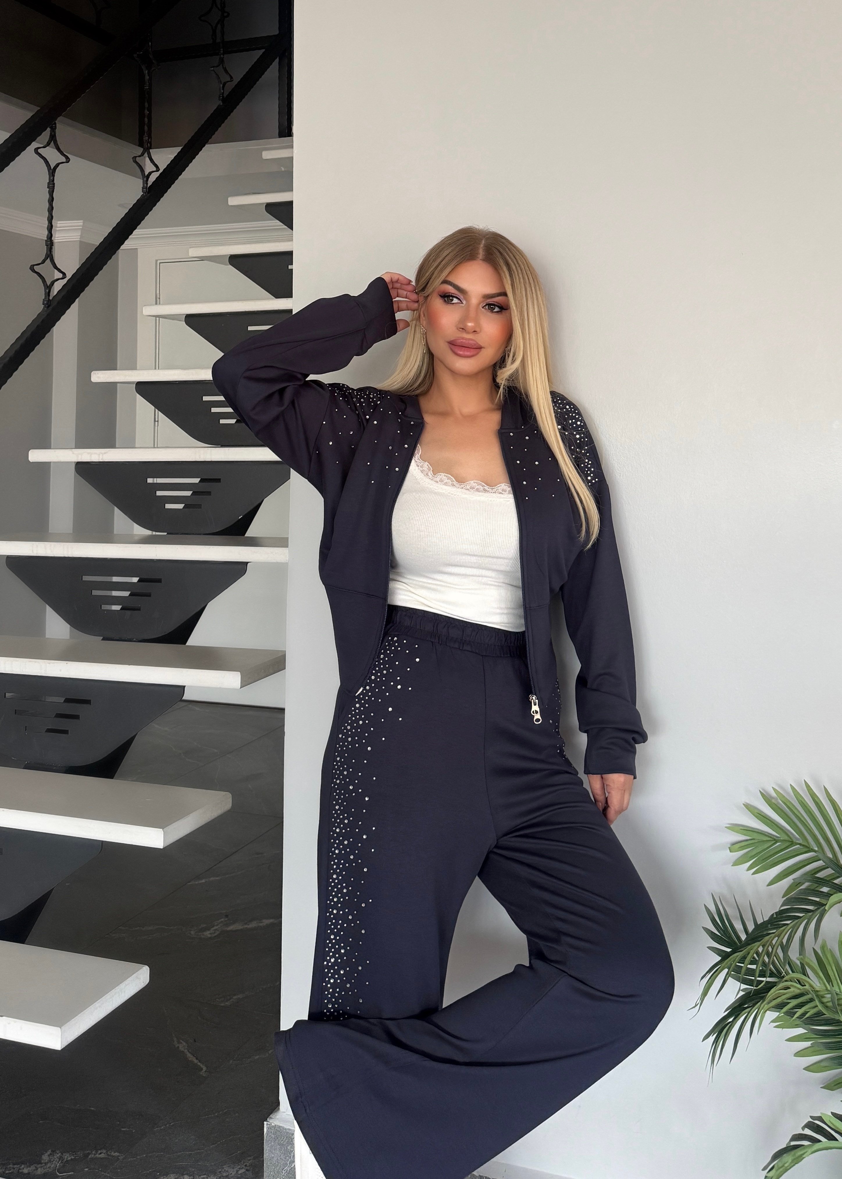 BB çift fermuarlı taşlı takım laci 