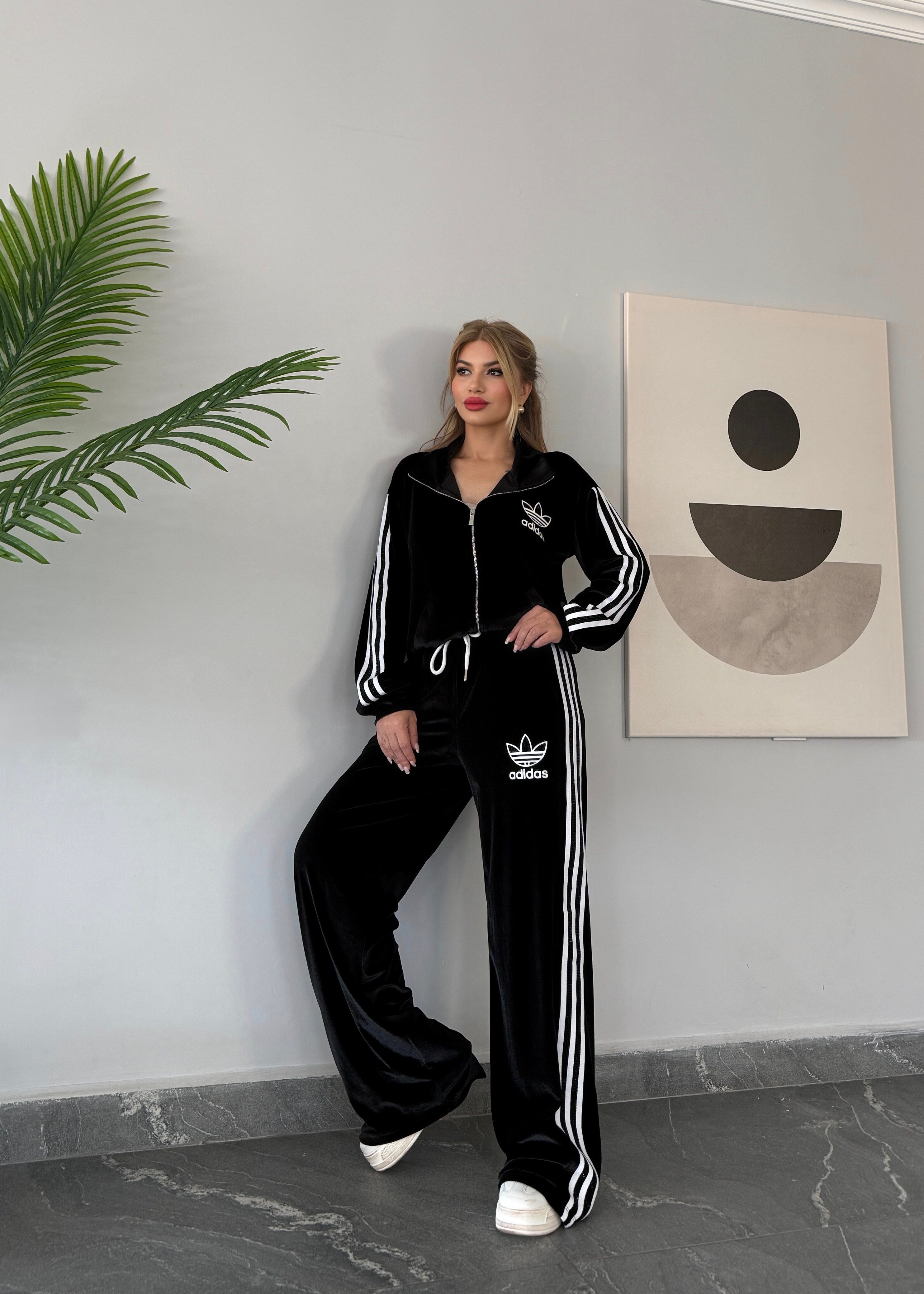 BB Kadife Taşlı Takım Siyah 