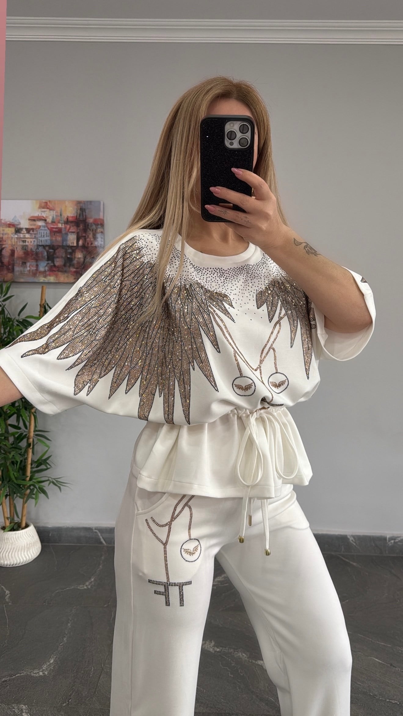 Bel büzgülü Angel takım beyaz 