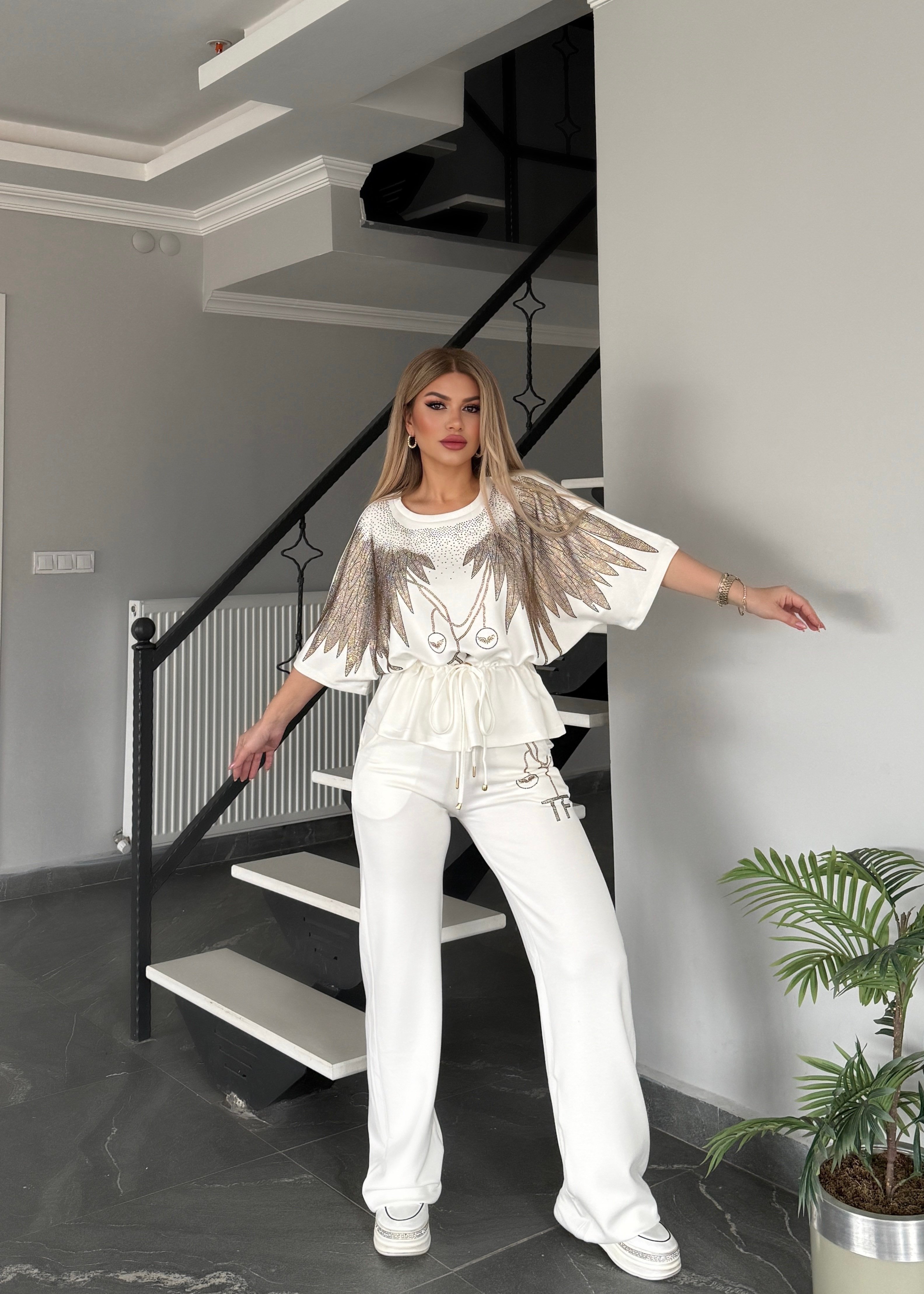 Bel büzgülü Angel takım beyaz 