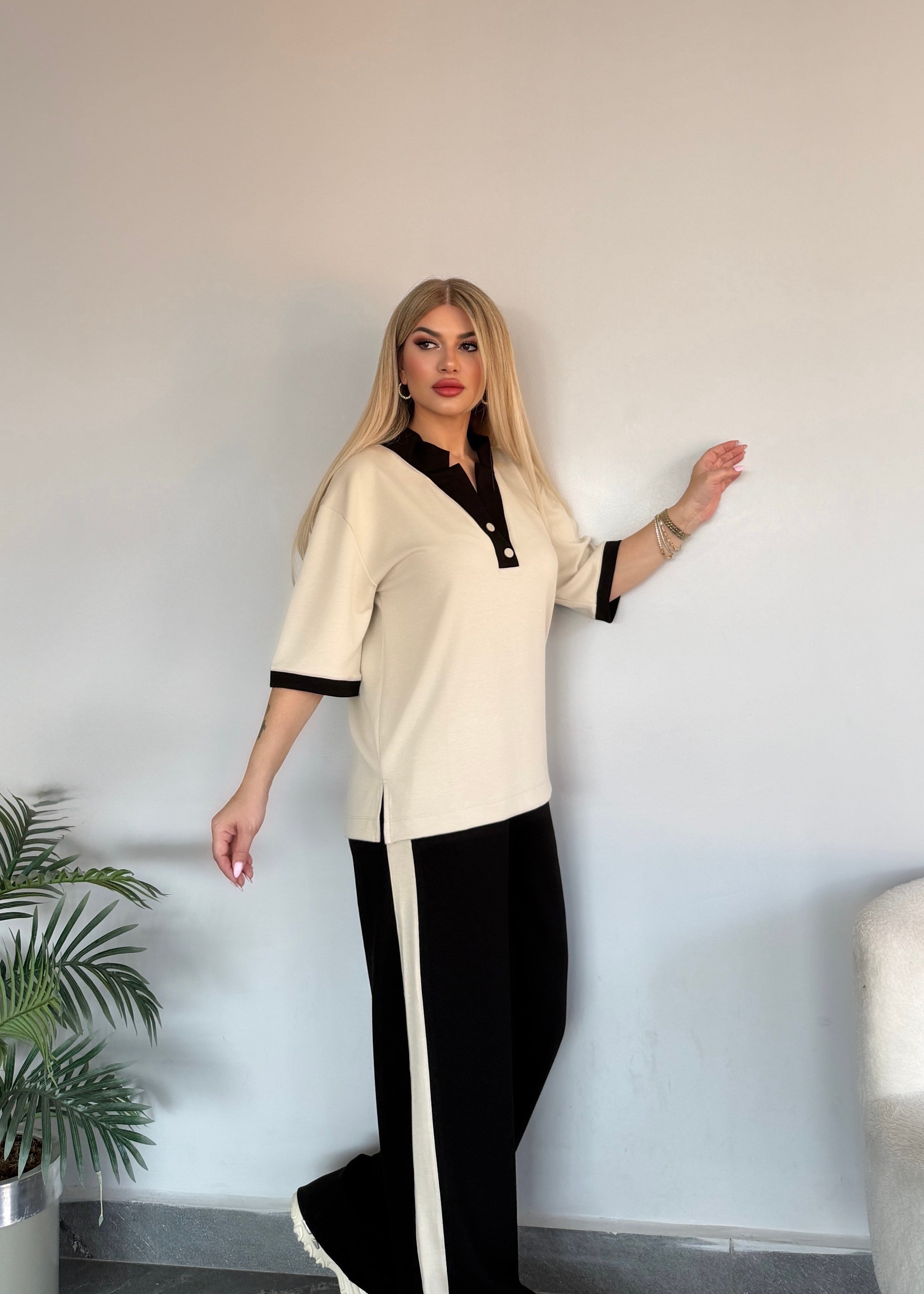 DK basic şeritli takım siyah 