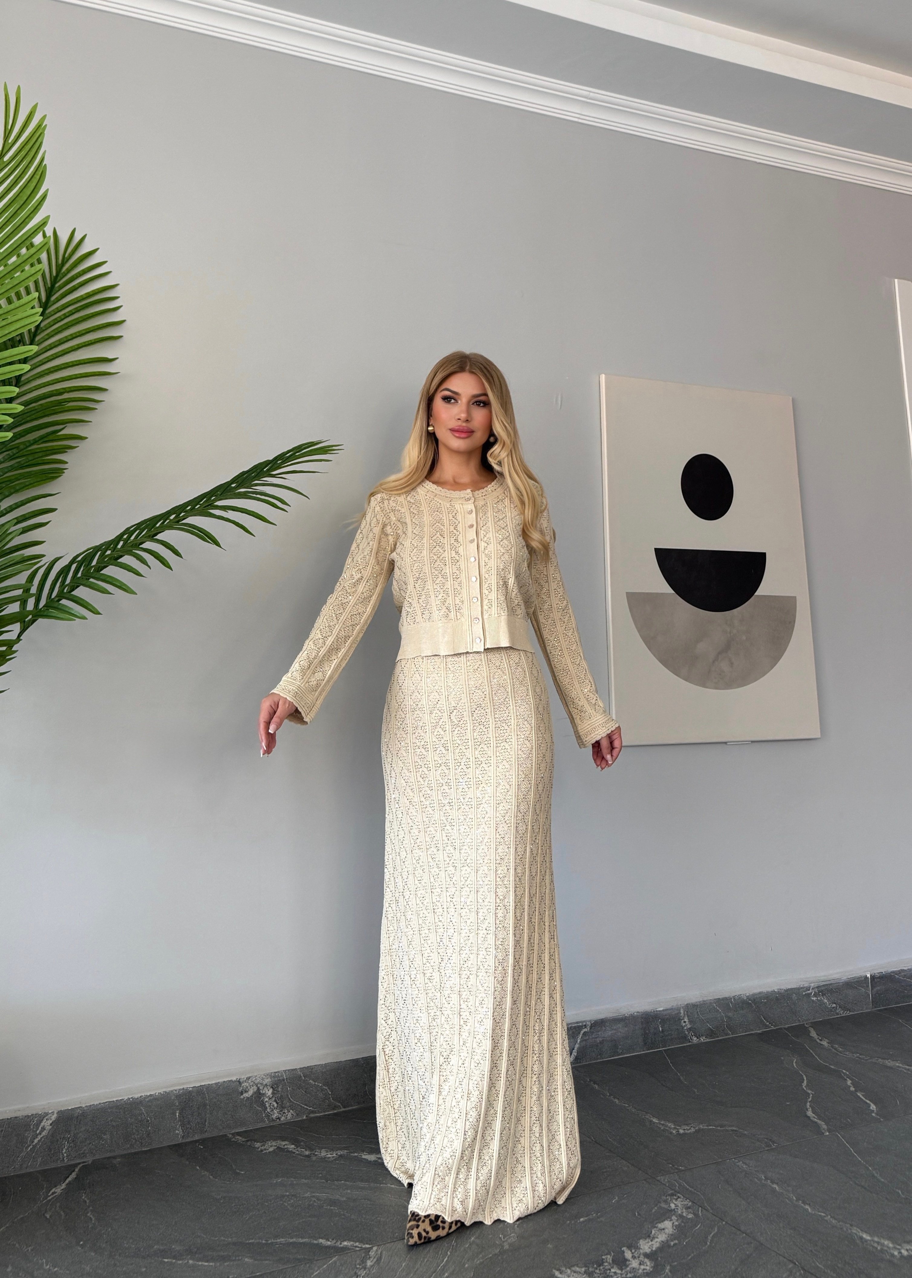 İthal Etekli Takım Nude 