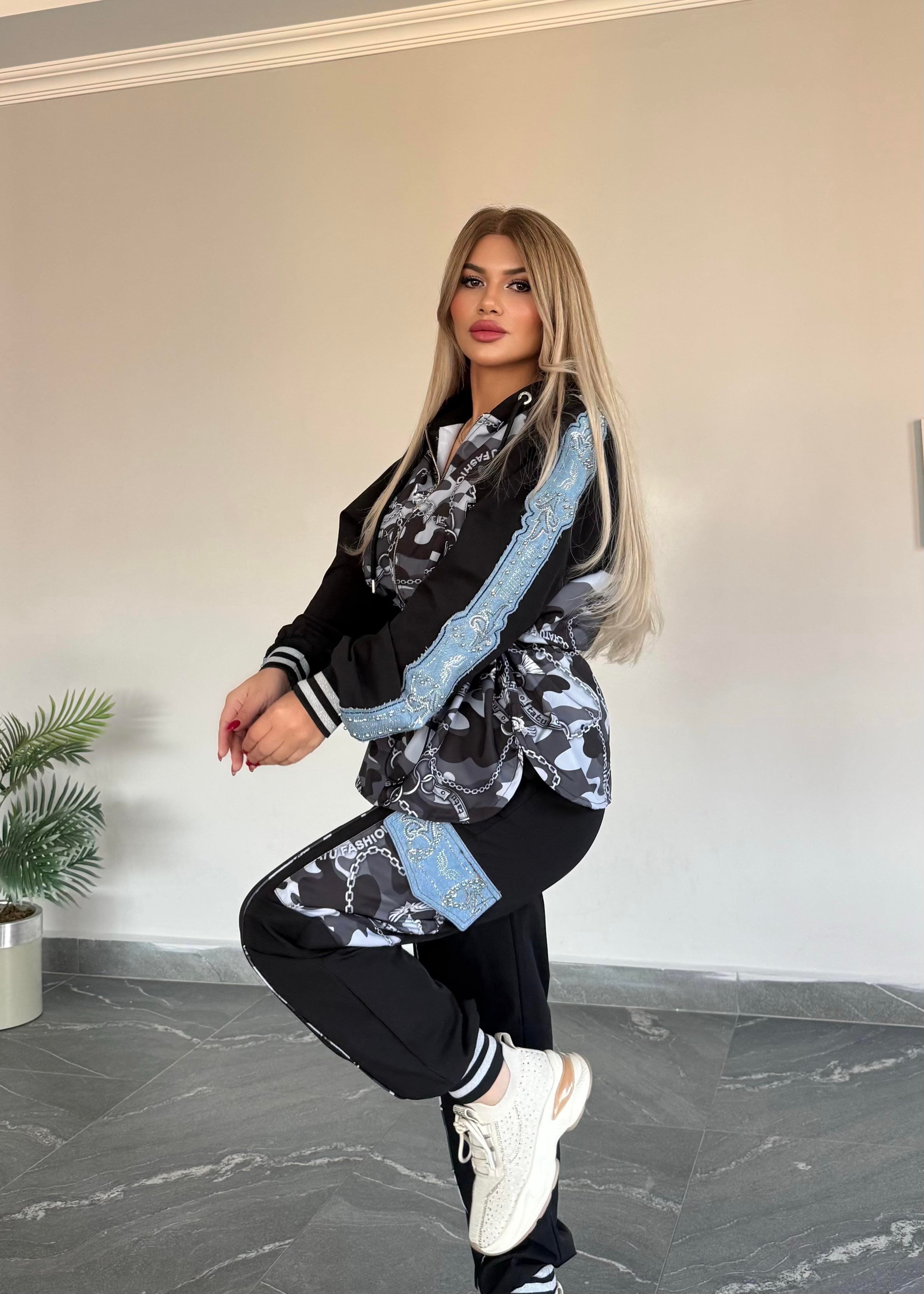 Kamuflaj takım gri siyah 