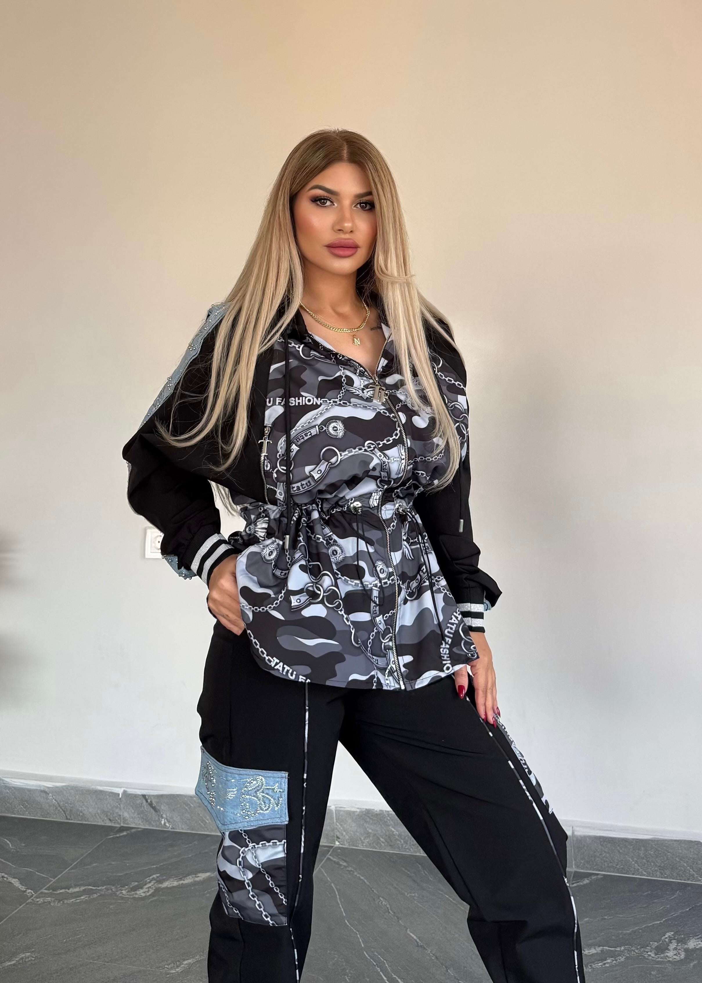 Kamuflaj takım gri siyah 