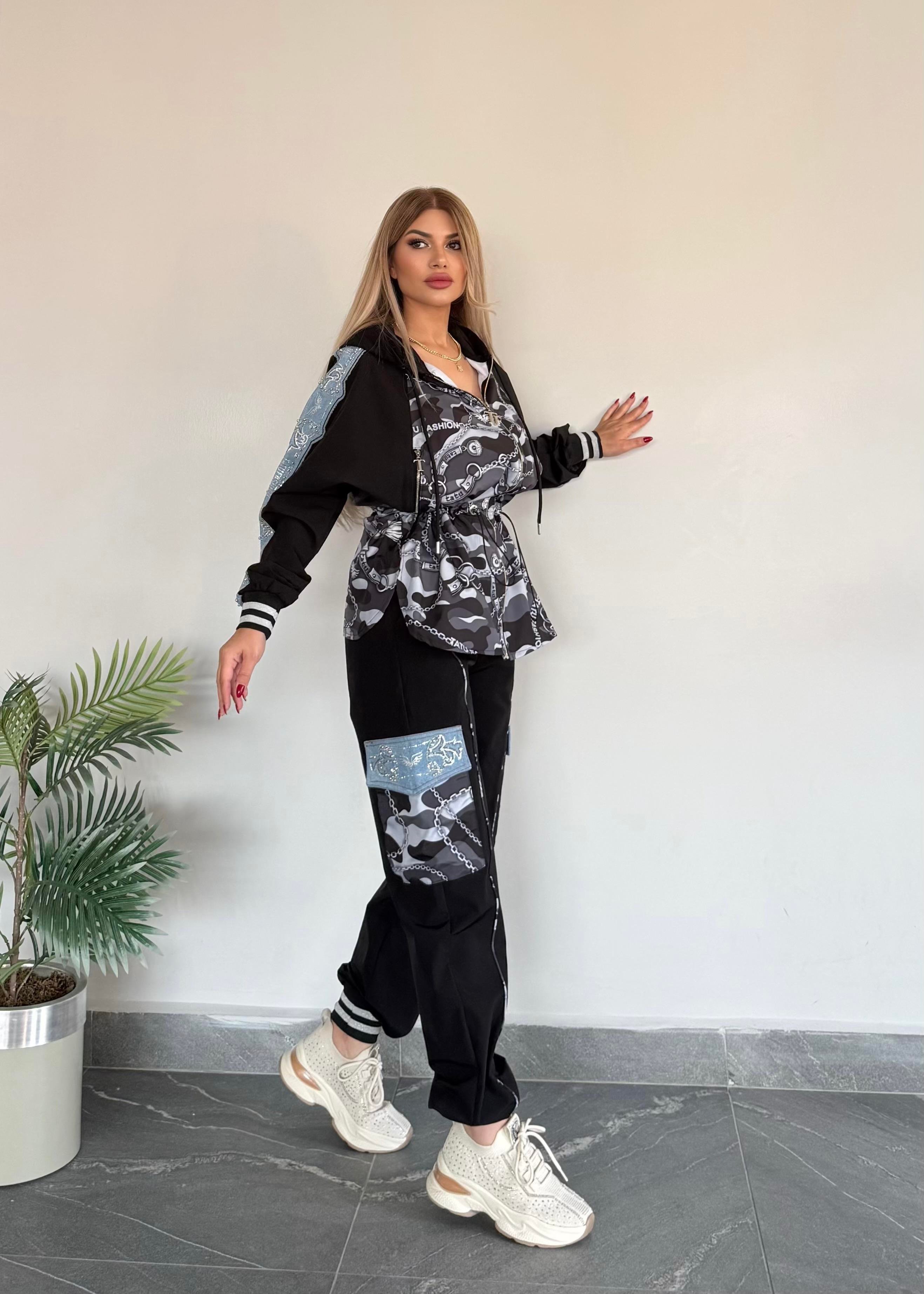 Kamuflaj takım gri siyah 