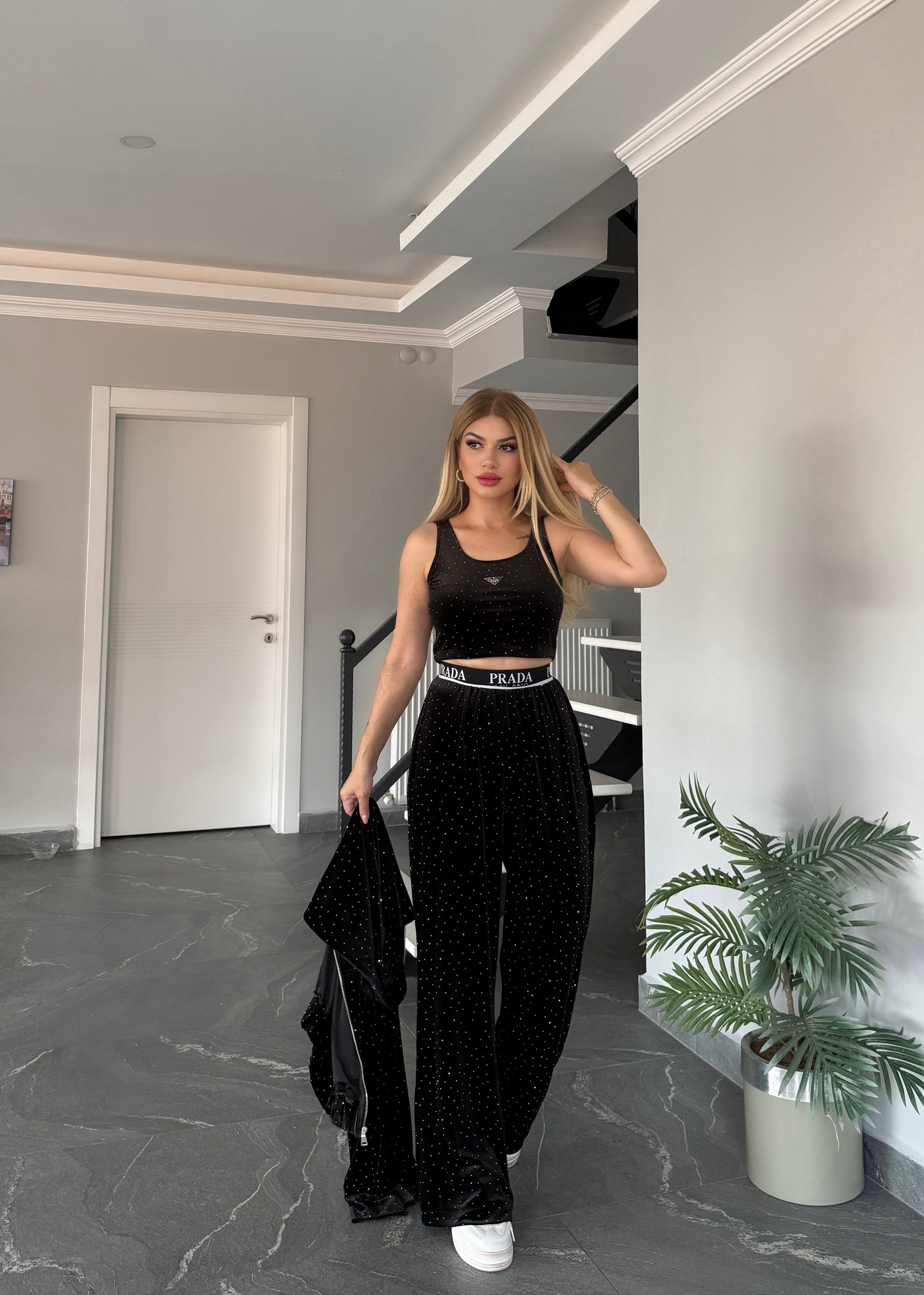 LF pırıltılı 3 lü takım siyah 