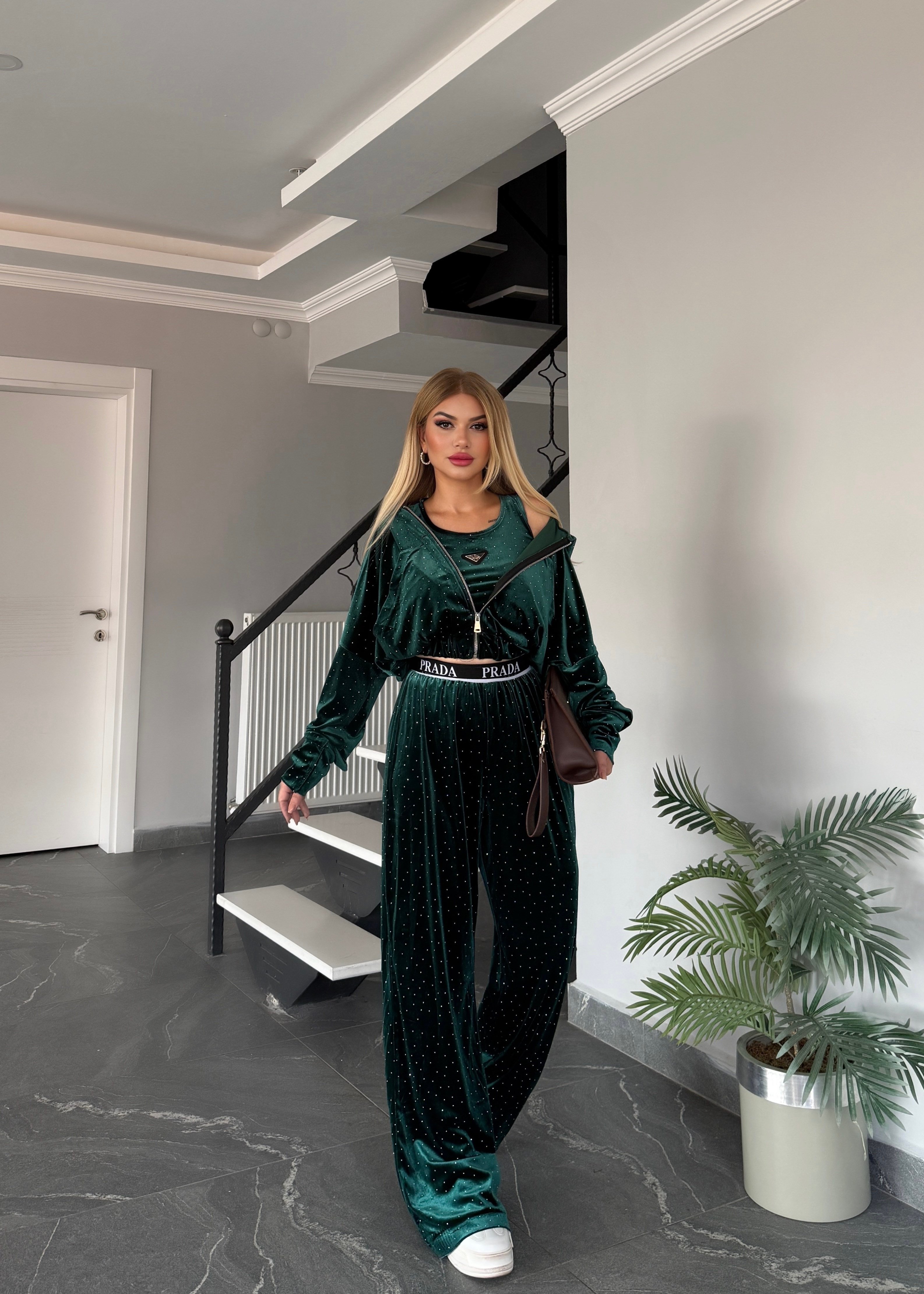 LF pırıltılı 3 lü takım yeşil 