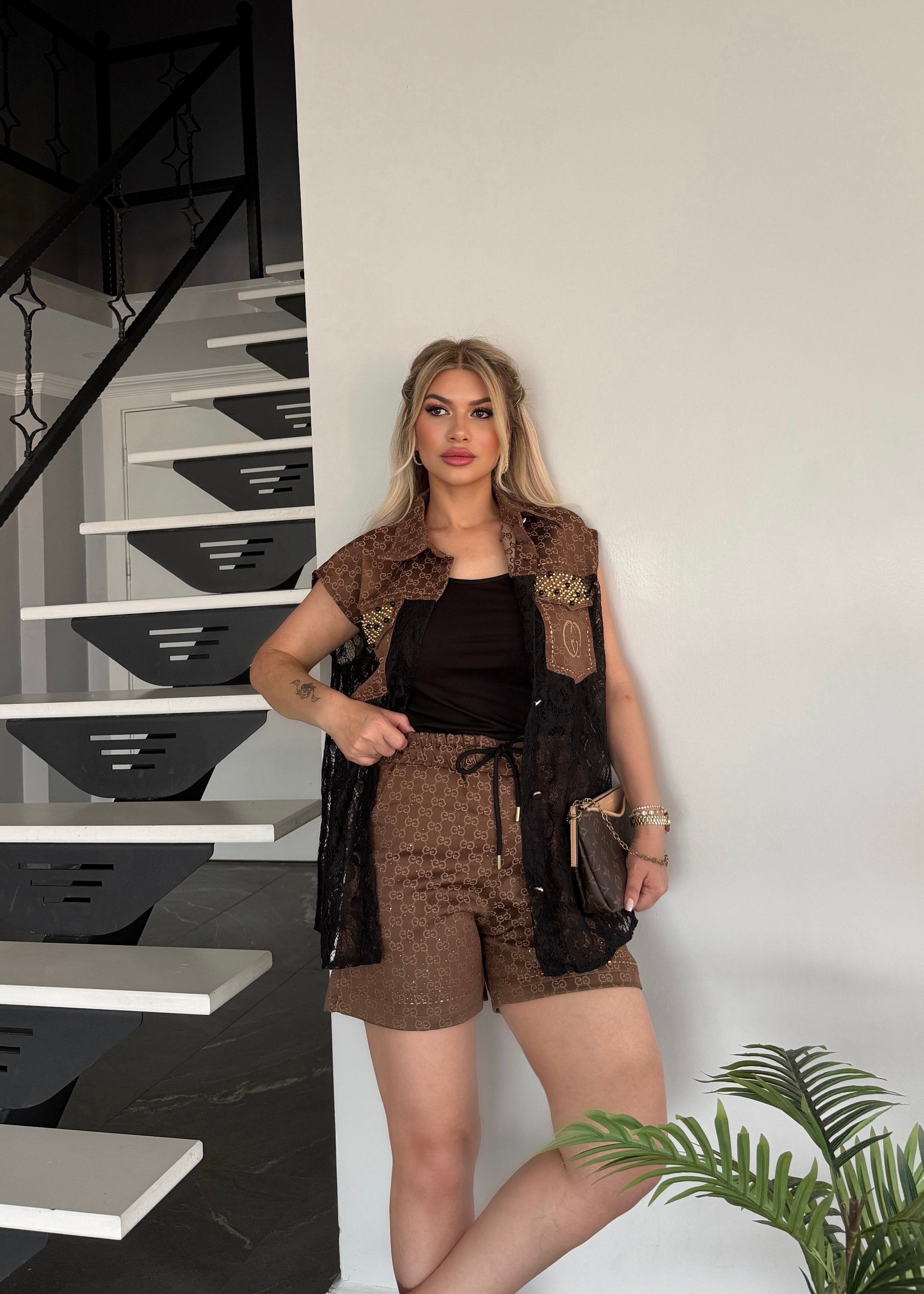 Marka model 3 lü şort takım siyah    