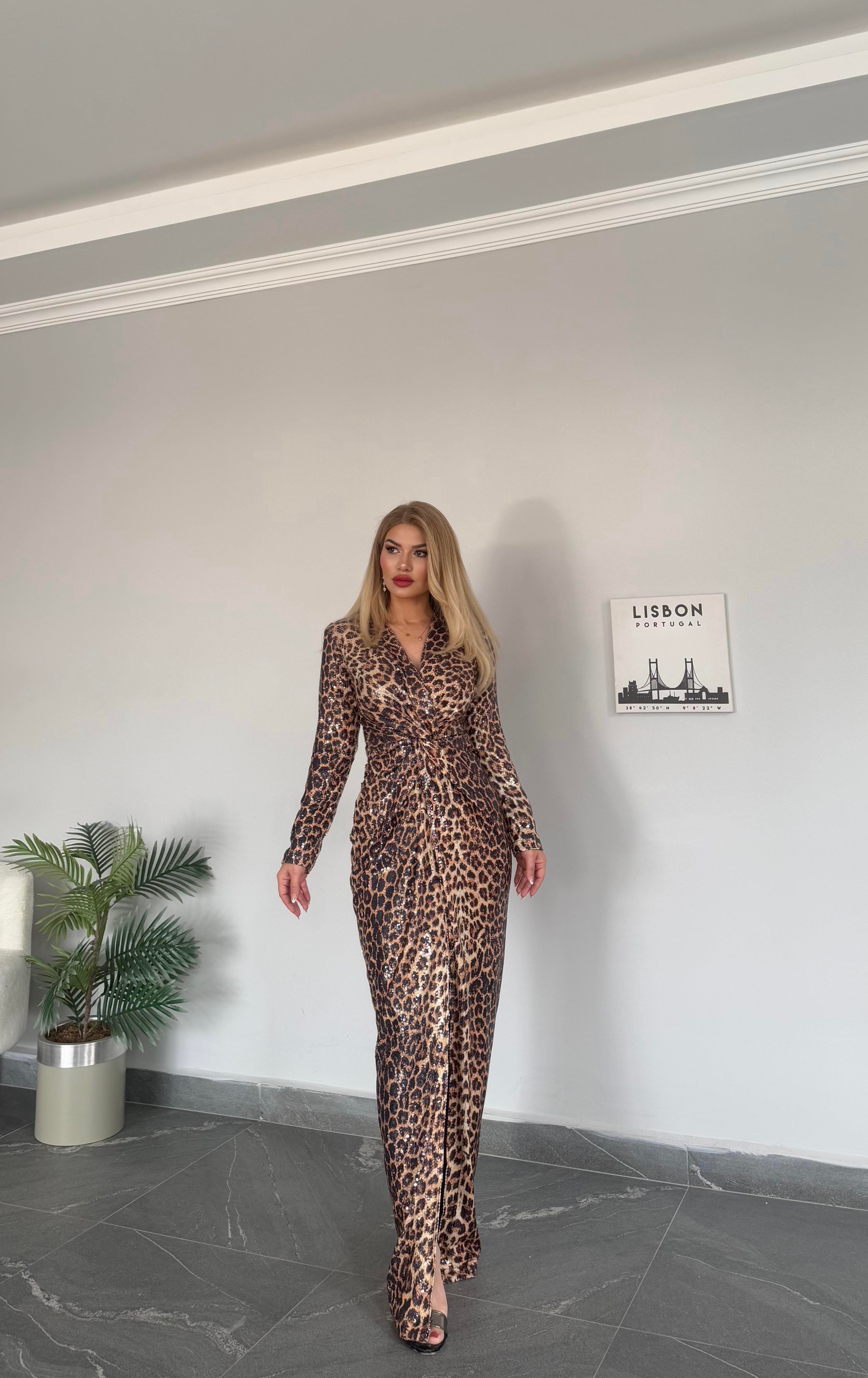 NP leopar elbise 