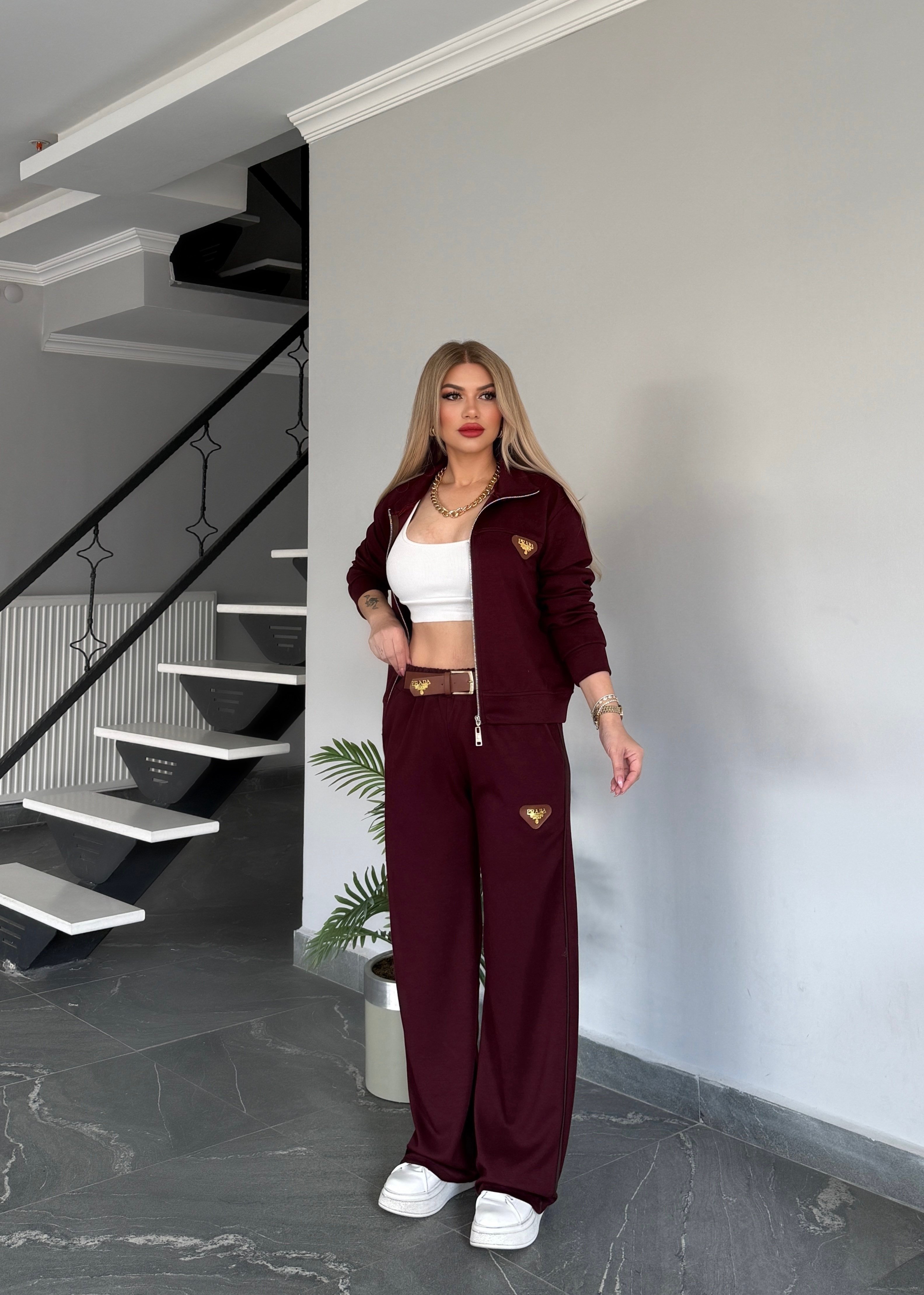 Prd kemerli takım bordo 