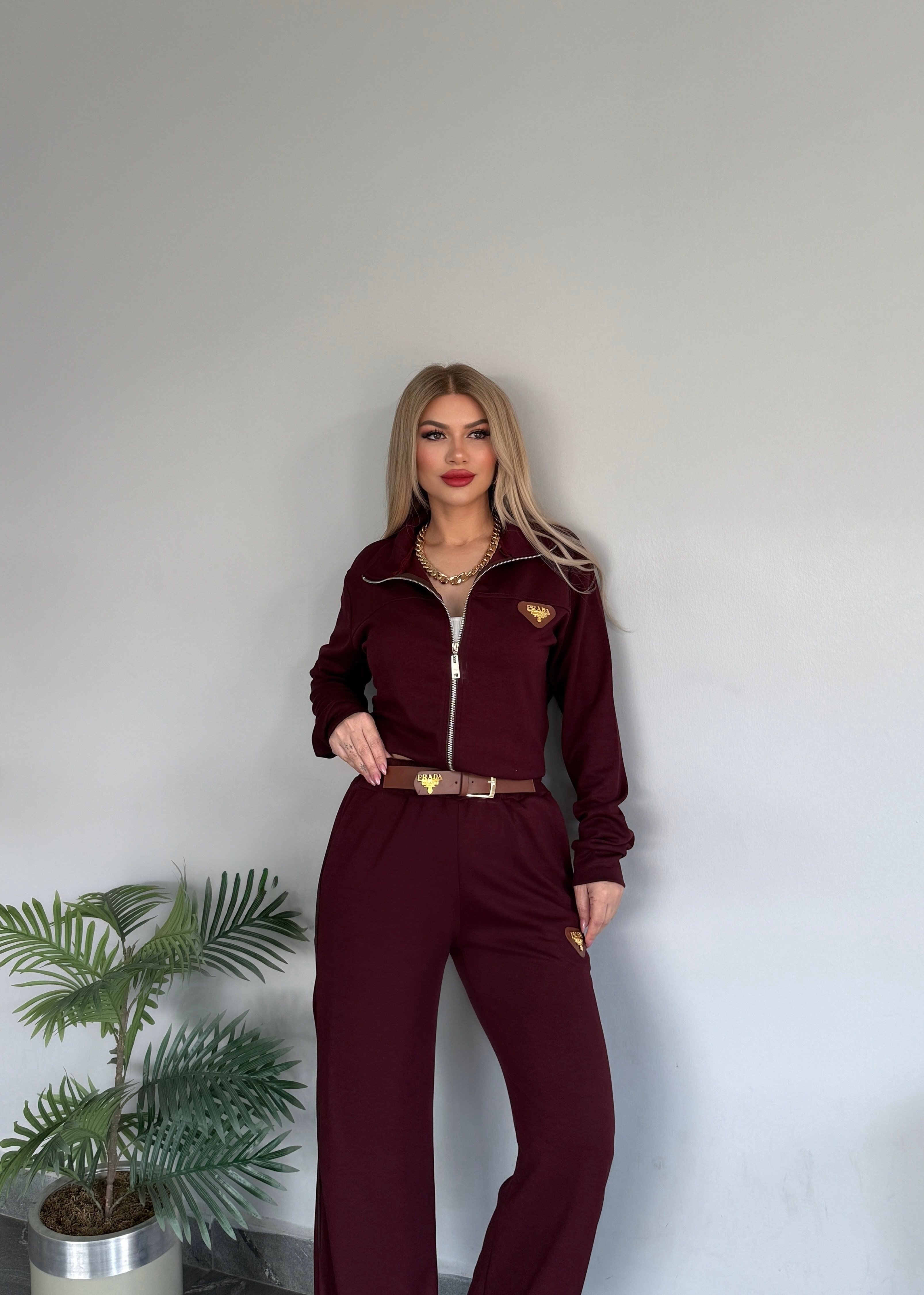 Prd kemerli takım bordo 