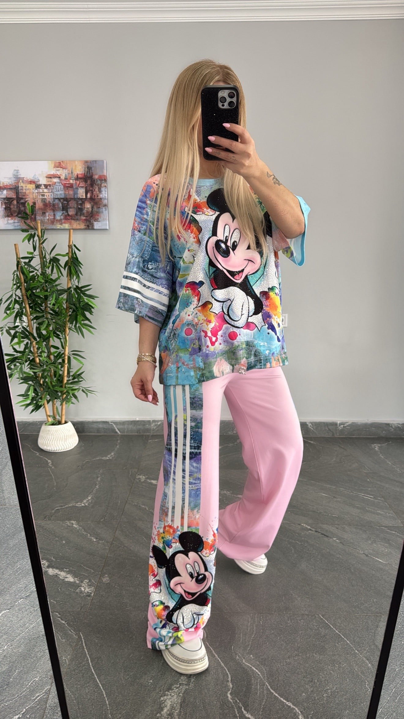 Renkli mickey pembe 