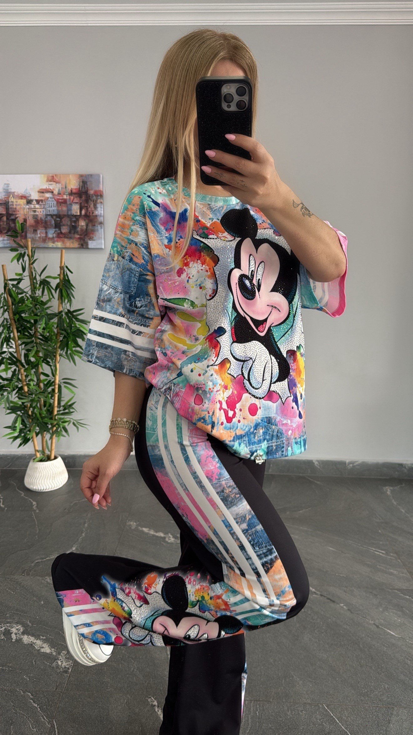 Renkli mickey siyah 