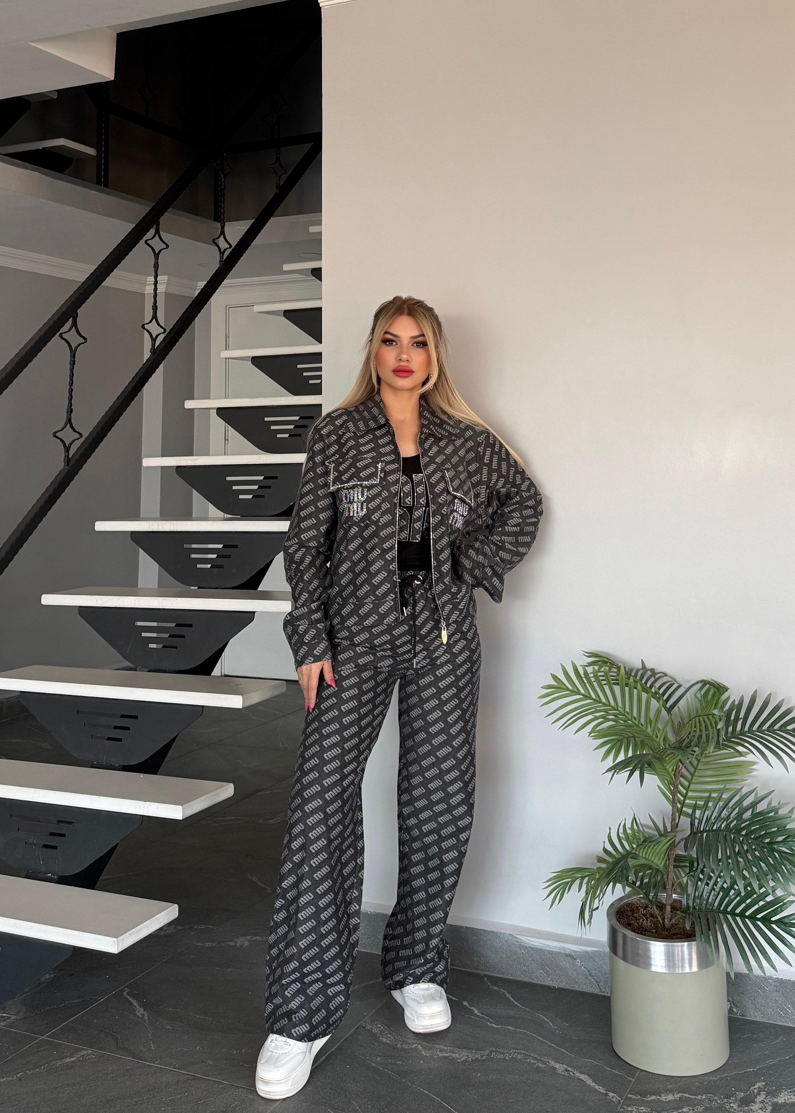 Royal 3 lü takım  füme siyah atletli 