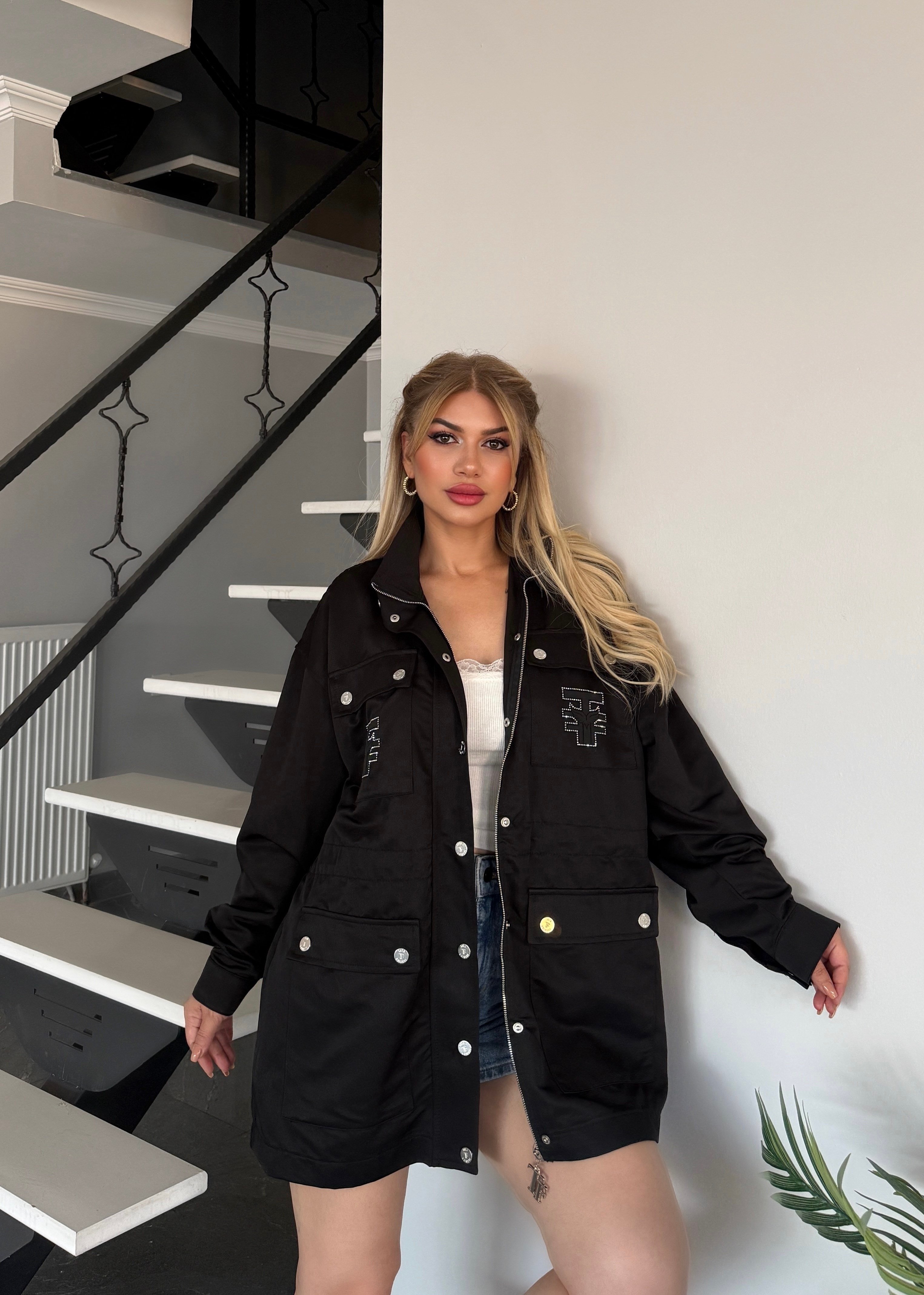 TF trench siyah 