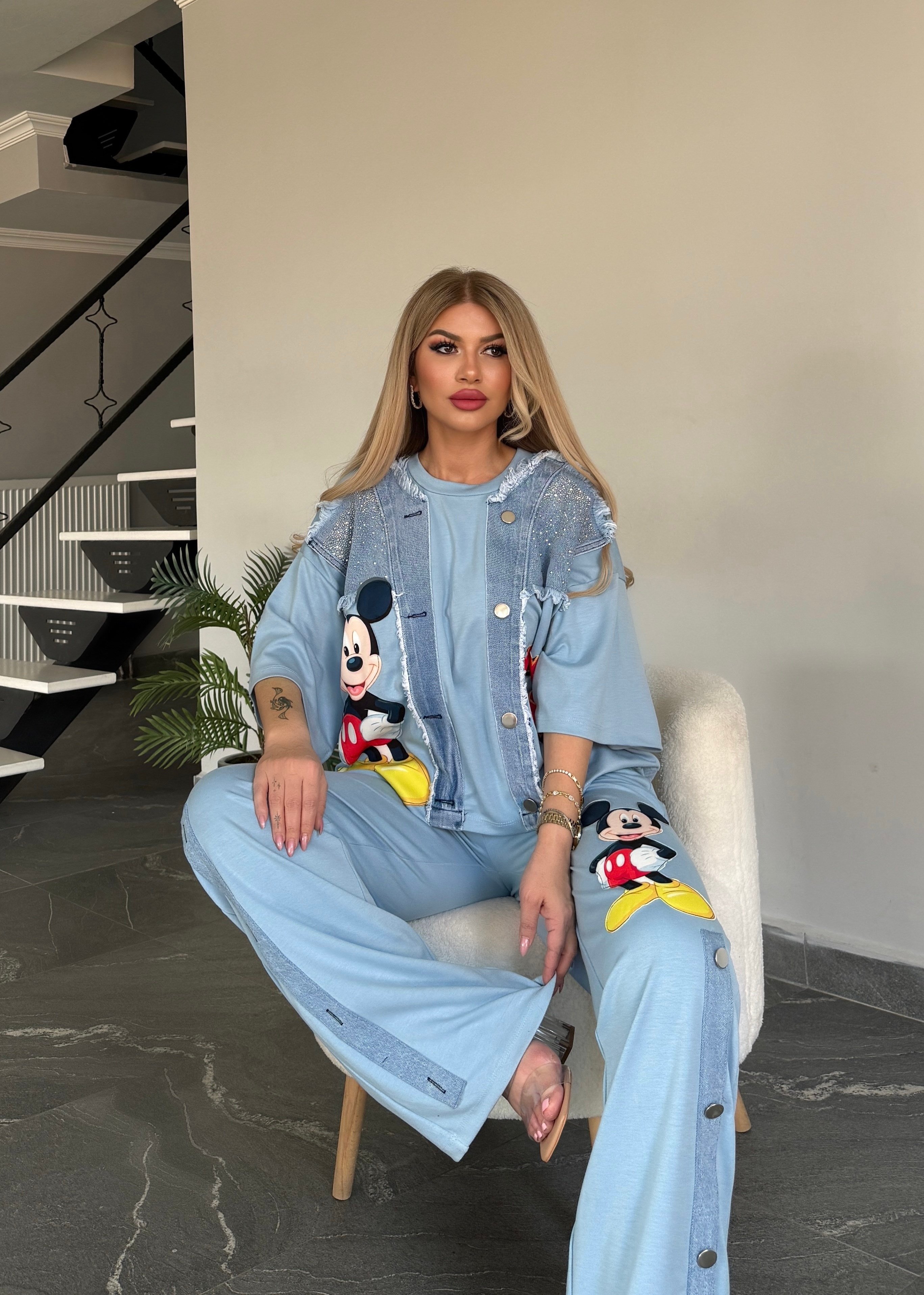 Yelek efektli Mickey takım mavi  