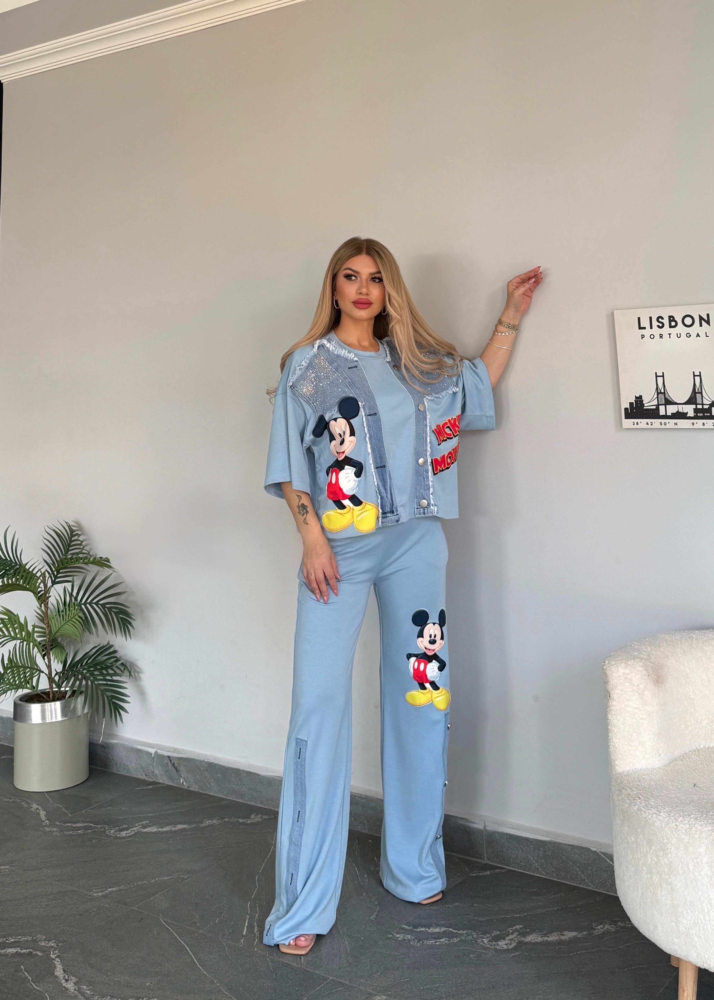 Yelek efektli Mickey takım mavi  