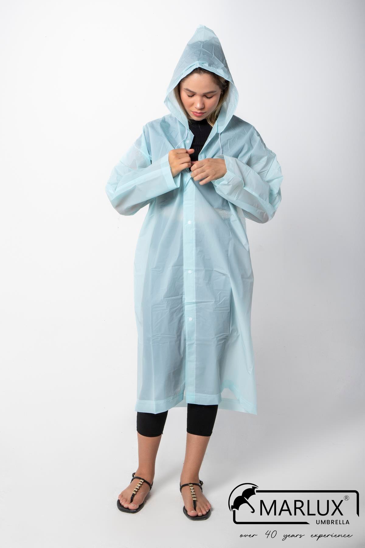 Kadın Erkek Yağmurluk Kapüşonlu Çıtçıtlı Eva Bebe Mavi Yağmurluk M21MRC881R10