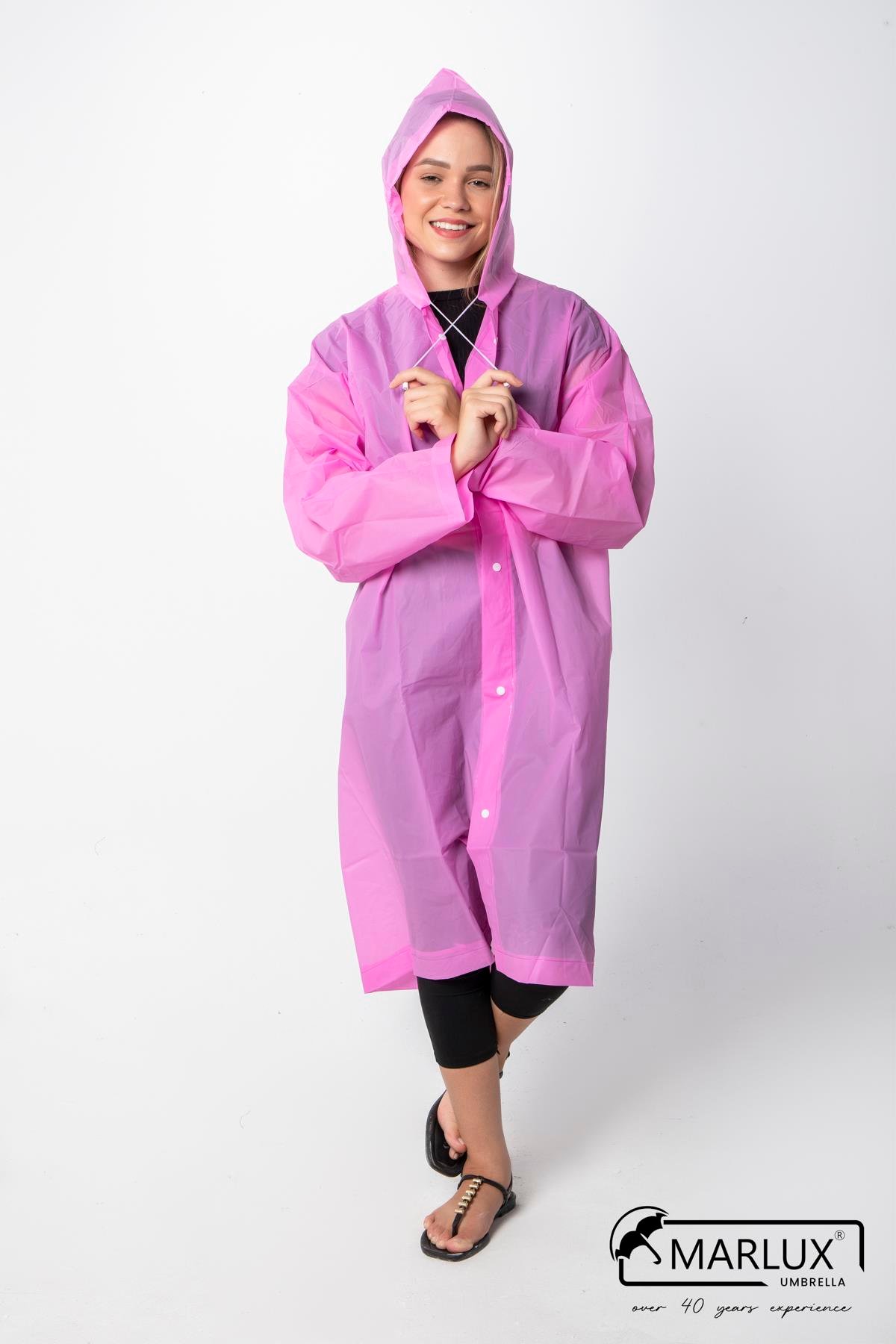 Kadın Erkek Yağmurluk Kapüşonlu Çıtçıtlı Eva Pembe Yağmurluk M21MRC881R11