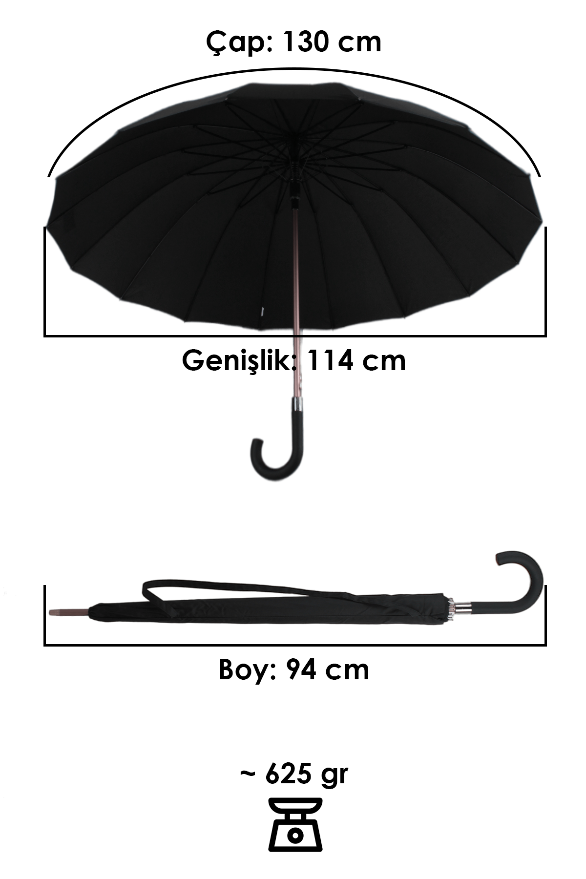 Marlux 16 telli fiberglass kırılmaz rüzgar korumalı lüx premium şemsiye MAR10141