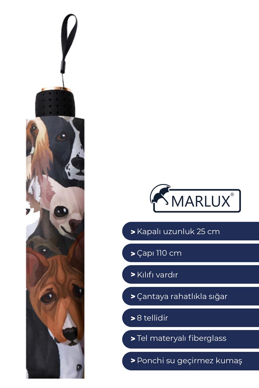 Marlux Arkadaş Kediler Yarasa Model 8 Telli Rüzgara Dayanıklı Manuel Şemsiye MARLUX389R01