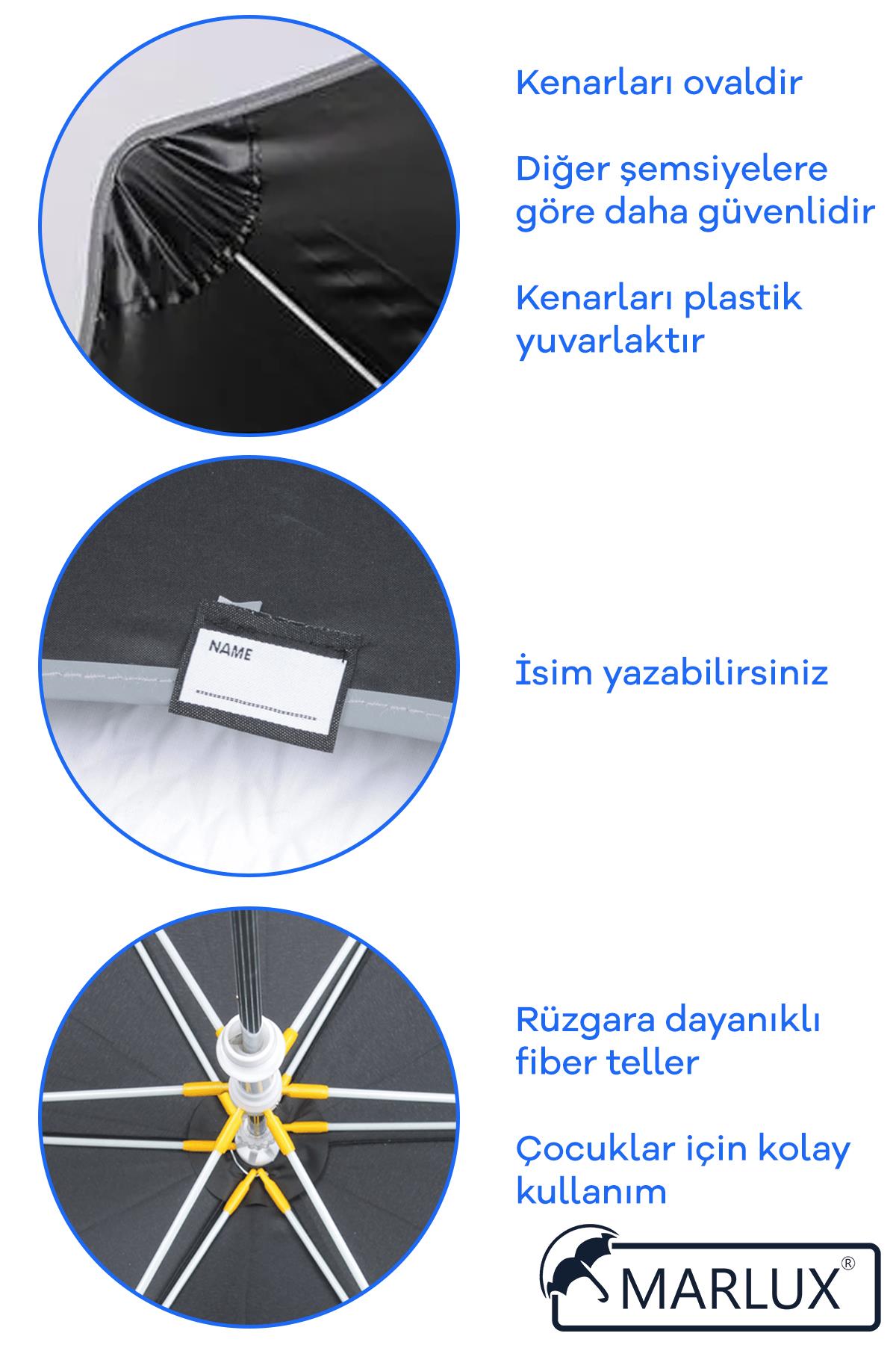 Marlux Fiber 6 Telli Dayanıklı Özel Tasarım Çocuk Şemsiyesi Türk Bayraklı Astronot Uzay Desenli MAR1099FL