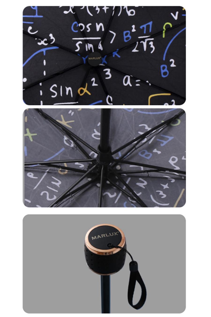 Marlux Matematik Formül Desenli Yarasa Model 8 Telli Rüzgara Dayanıklı Manuel Şemsiye MARLUX373R01
