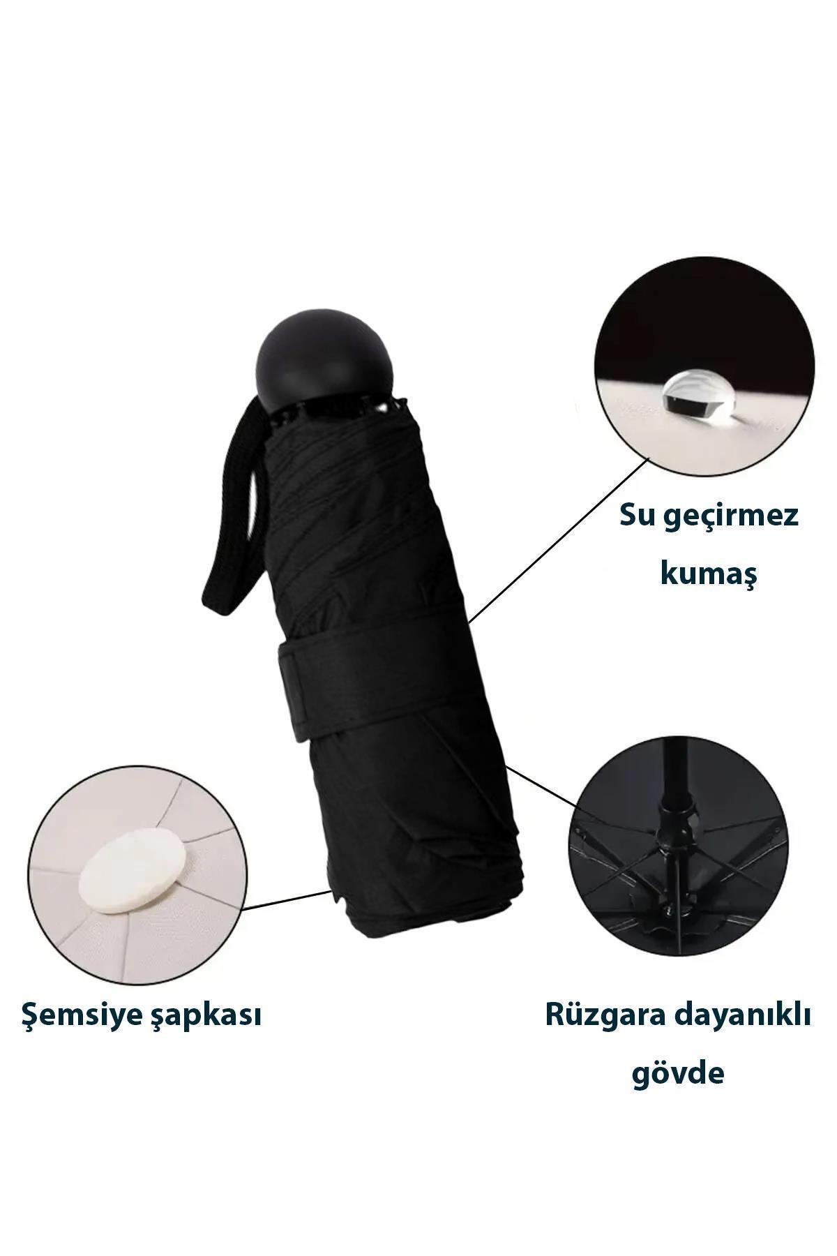Marlux Mini Süper Çantalı Fermuarlı Kılıflı Rüzgar Koruma 8 Fiber Telli Şemsiye MARLUX214ML Kapsül Şemsiye