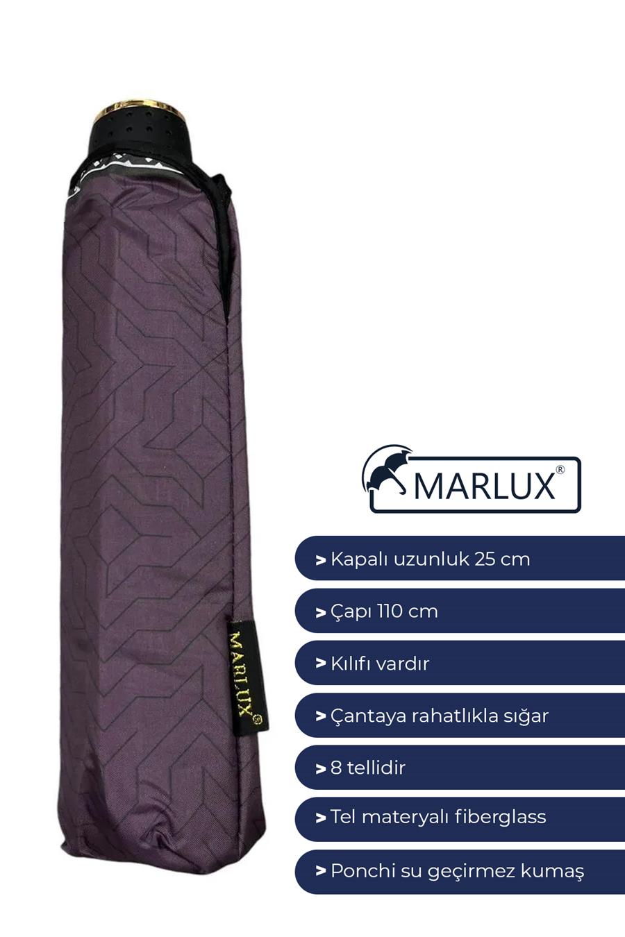 Marlux Modern Çizgi Desenli Yarasa Model 8 Telli Rüzgara Dayanıklı Manuel Şemsiye MARLUX391R03