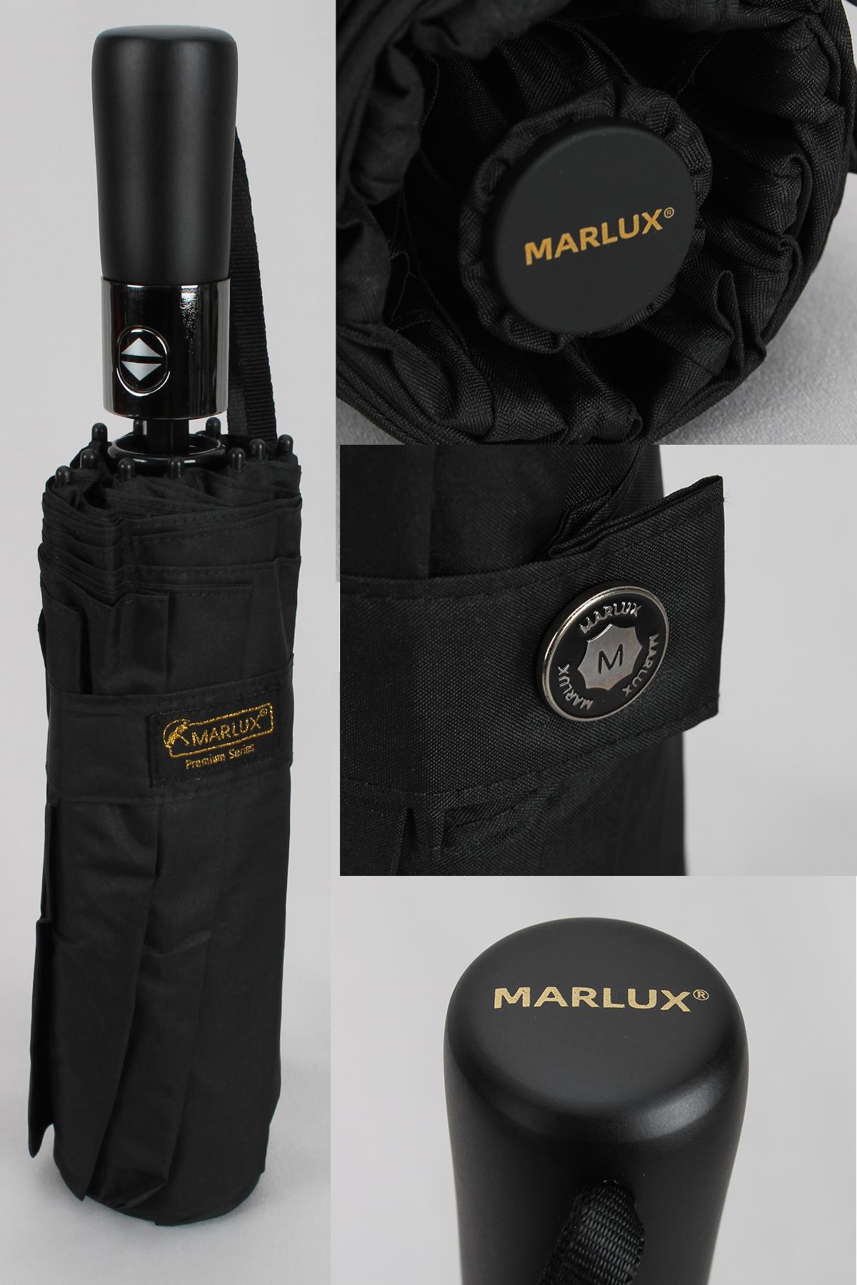 Marlux Premium Tam Otomatik Rüzgar Şemsiyesi 10 Fiber Telli Siyah MPR1001