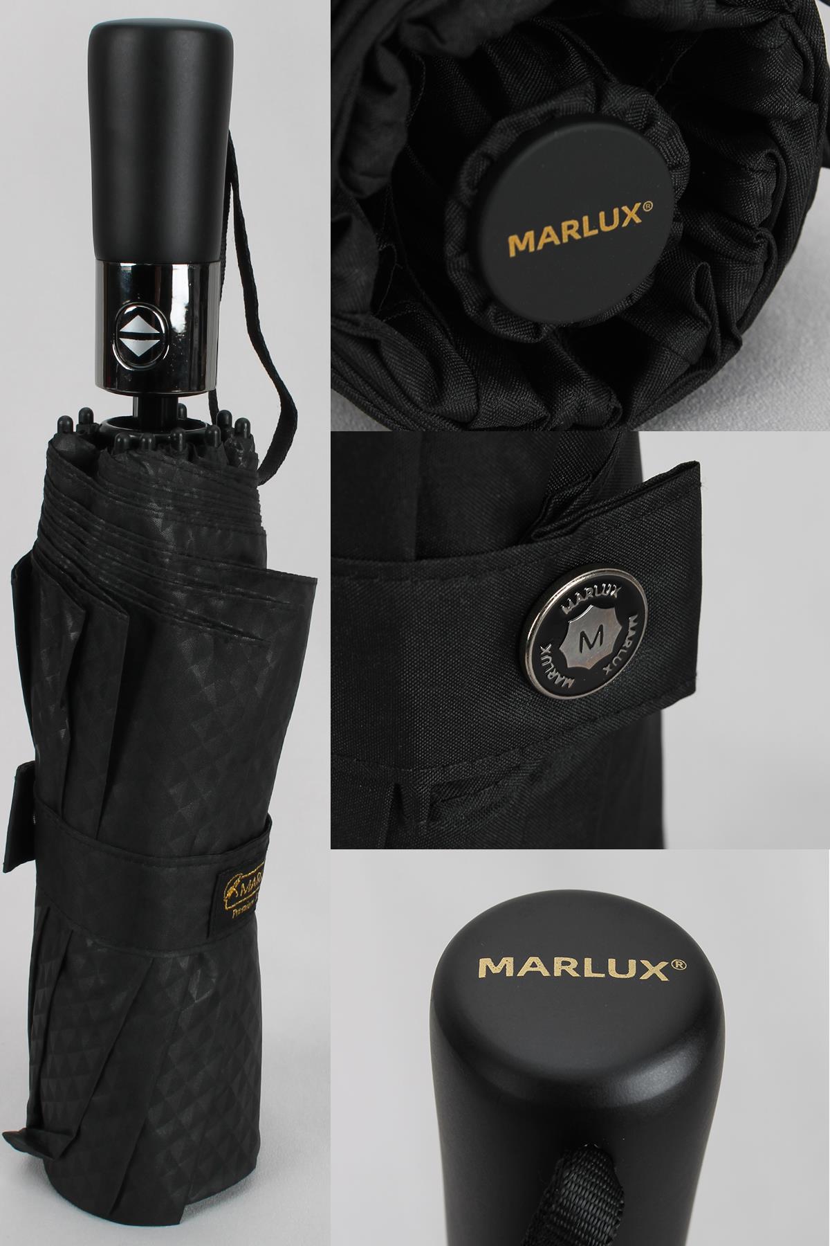 Marlux Premium Tam Otomatik Rüzgar Şemsiyesi 10 Fiber Telli Siyah Kumaş Detaylı MPR1001