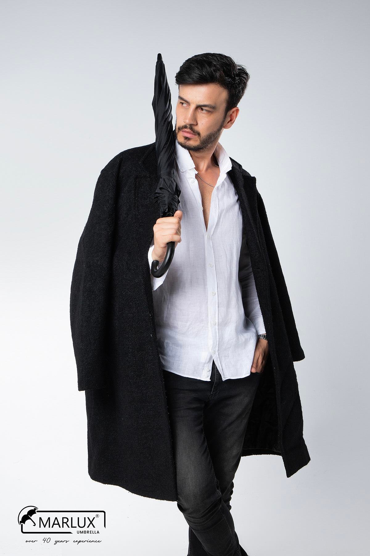 Marlux Siyah Fiber 10  Tel Erkek Baston Şemsiye M21MAR10139R001