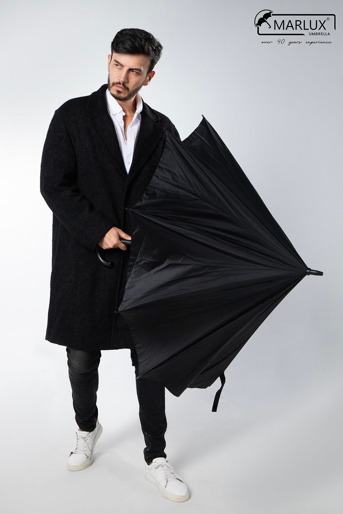 Marlux Siyah Fiber 10  Tel Erkek Baston Şemsiye M21MAR10139R001