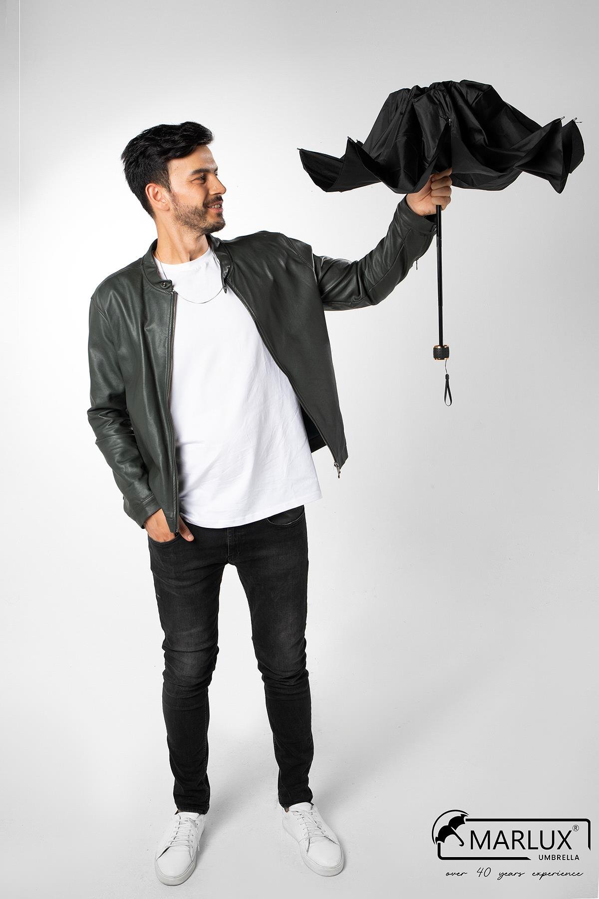 Marlux Siyah Unisex Yarasa Tip Kırılmaz Şemsiye M21MAR077R001