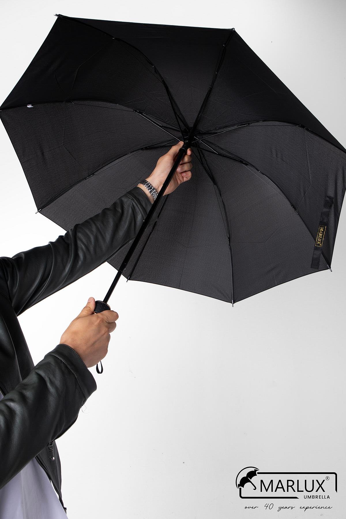 Marlux Siyah Unisex Yarasa Tip Kırılmaz Şemsiye M21MAR077R001