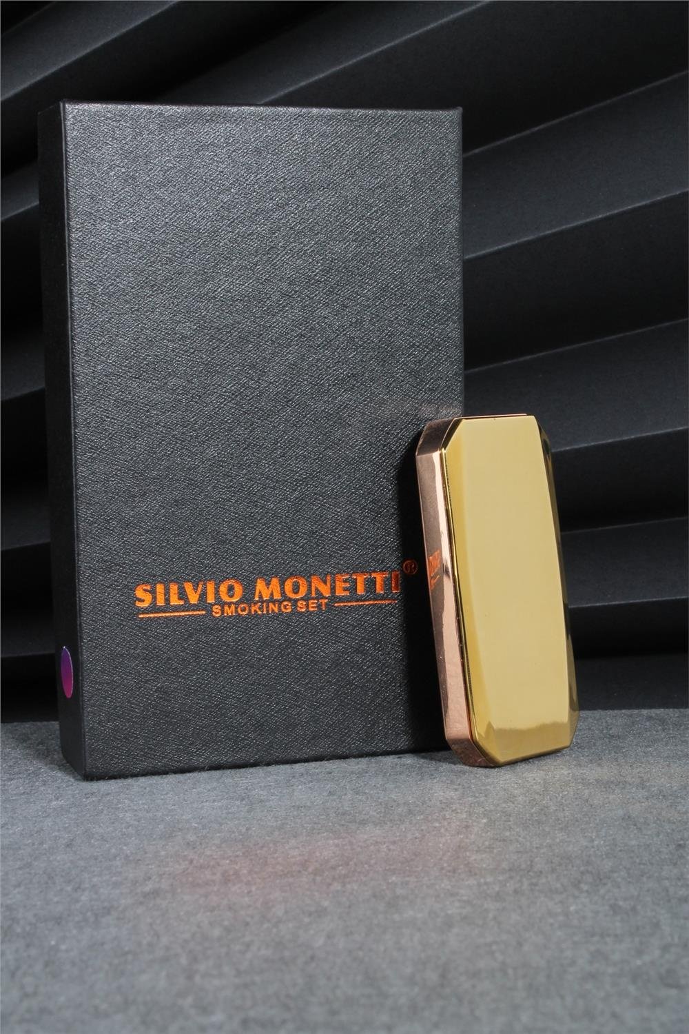 Silvio Monetti  Altın Renk Tabut Kaydırmalı Şarjlı Çakmak  24CSM22104R04