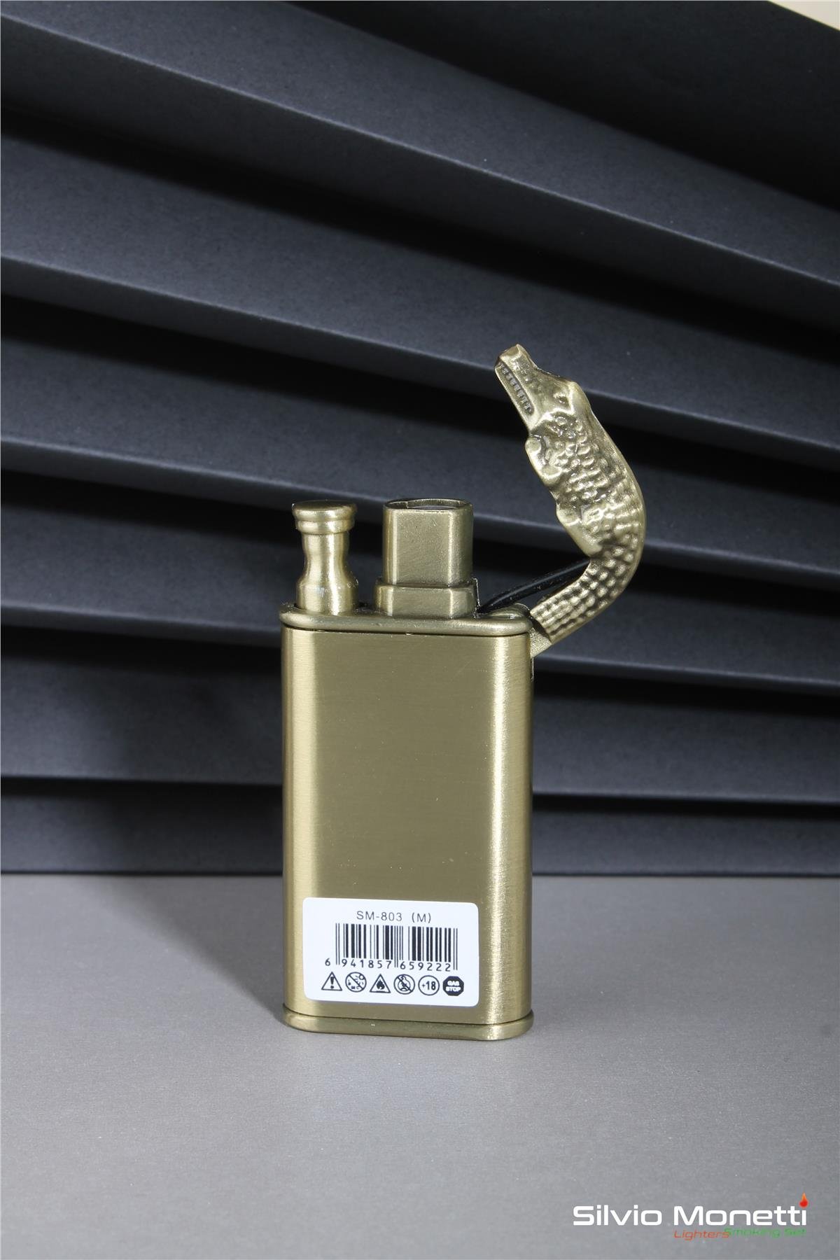 Silvio Monetti Bronz Kabartmalı Timsal İşlemeli Gazlı Çakmak 24CSM803MR02