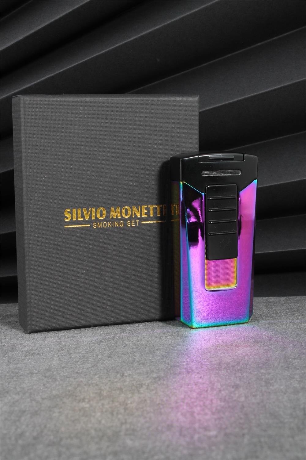Silvio Monetti  Mor Renk Çift Pürmüzlü Gazlı Çakmak  24CSM630MR07