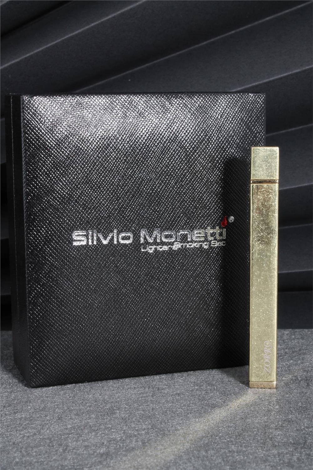 Silvio Monetti  Sarı Renk İnce Özel Tasarım Kapaklı Gazlı Çakmak  24CSM903TR02