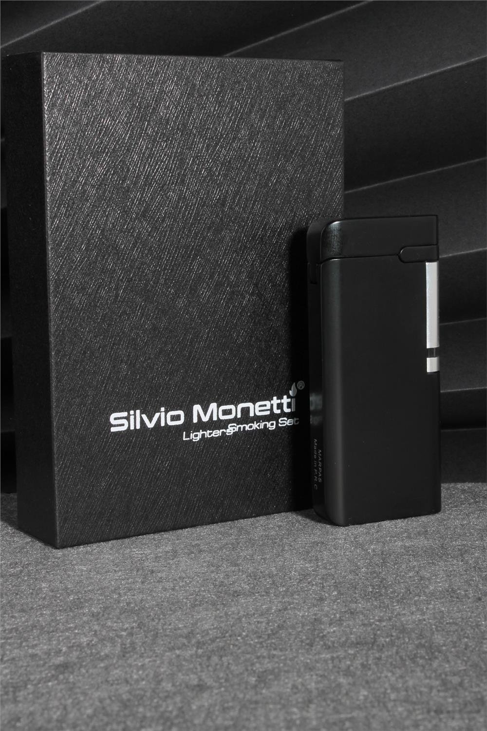Silvio Monetti  Siyah Renk Özel Tasarım Kapaklı Gazlı Çakmak  24CSM873MR01