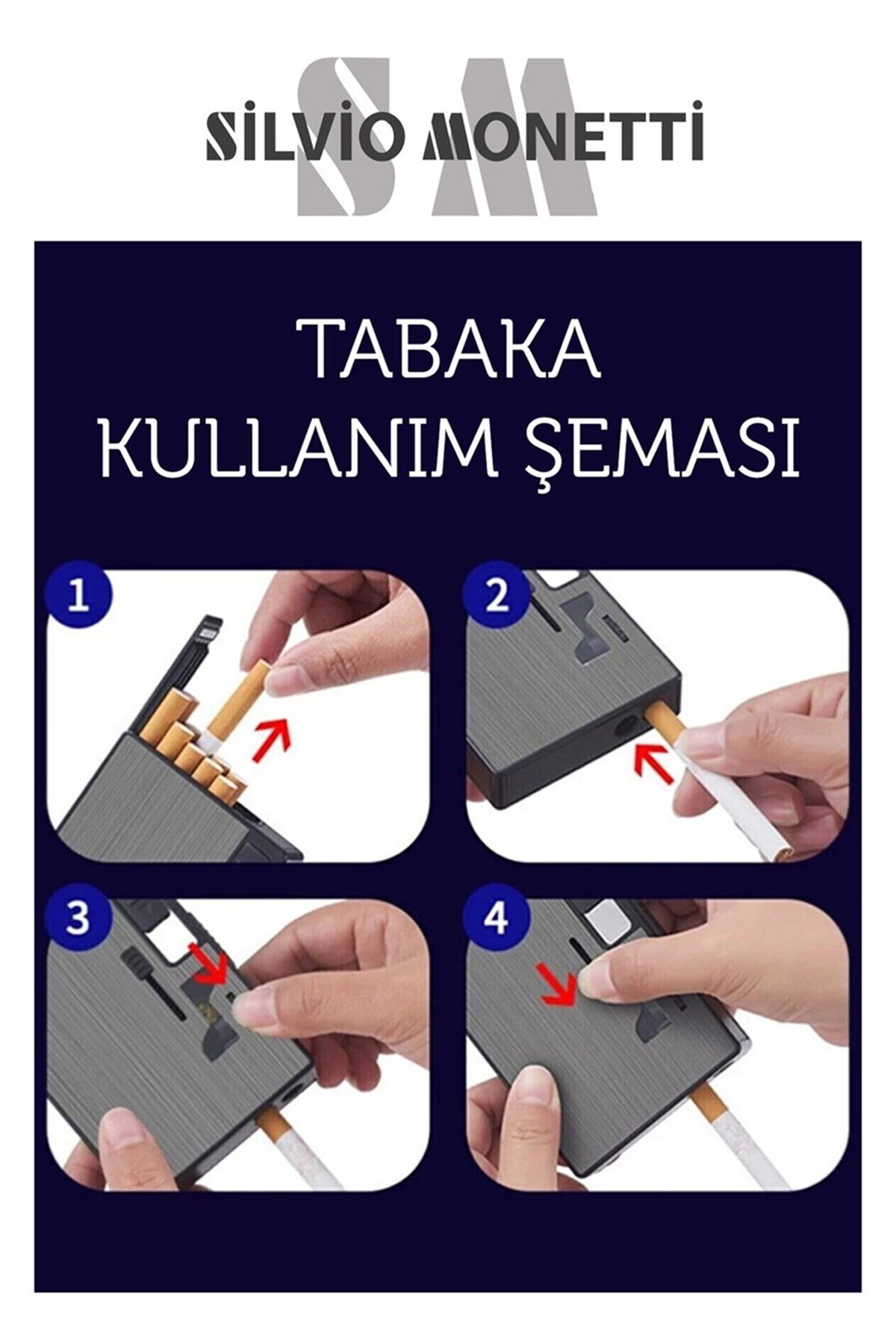 Silvio Monetti USB Şarjlı Çakmaklı Mentollü Sigara Tabakası - TBKMENTOLR02