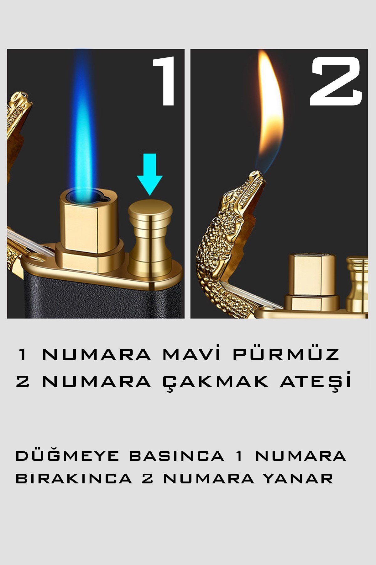 Siyah Ejderha Alevli Gazlı Pürmüzlü Lüx Çakmak SMCTMSHR01