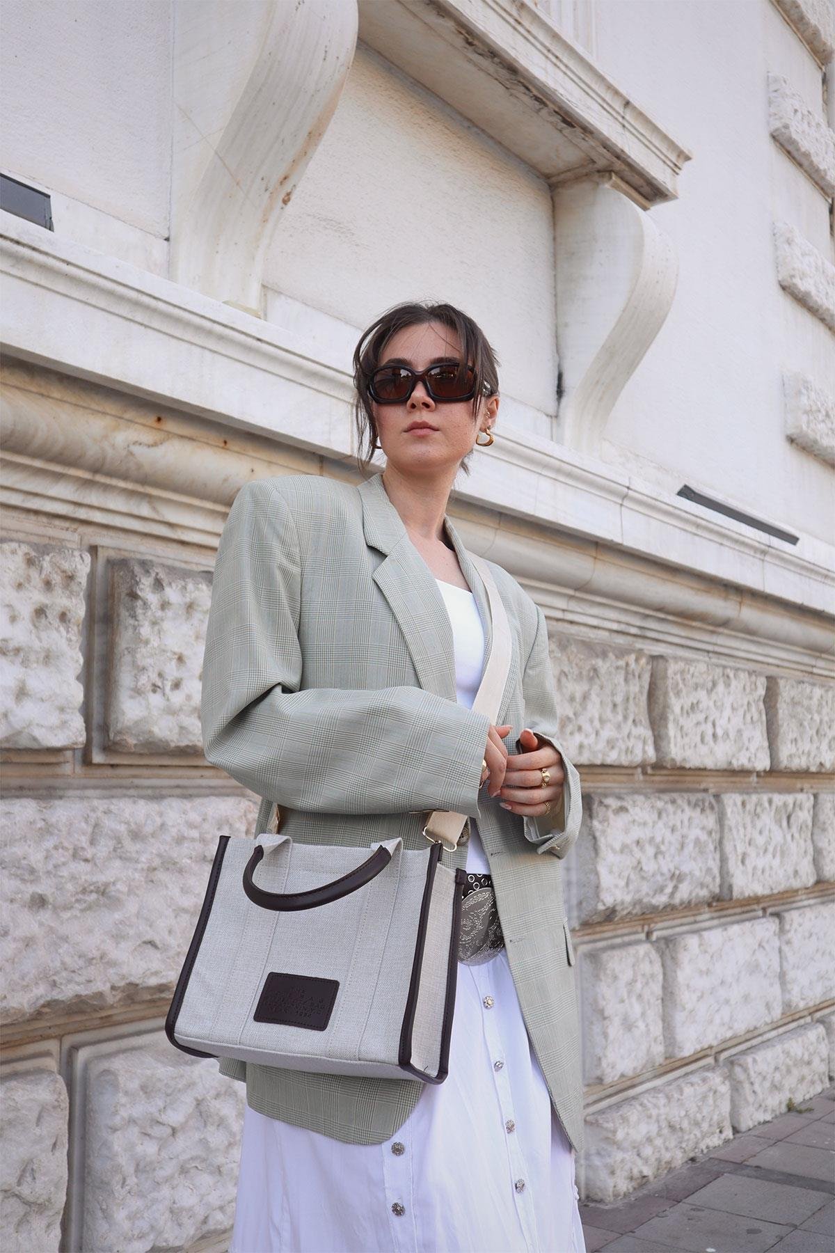 Alessi Kanvas Tote Acı Kahve Çanta