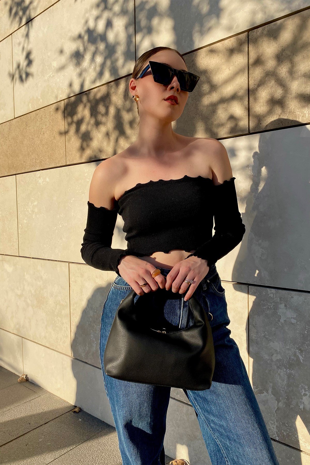 Amy Tek Saplı Siyah Mat Çanta