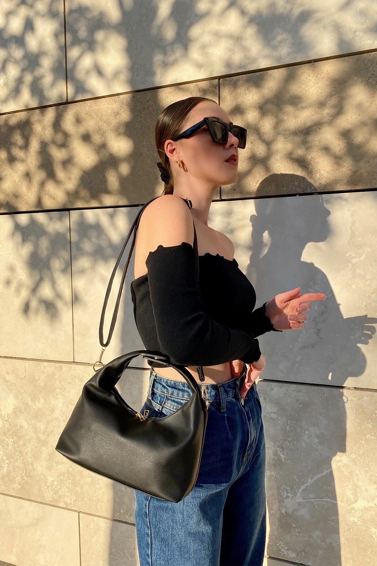 Amy Tek Saplı Siyah Mat Çanta