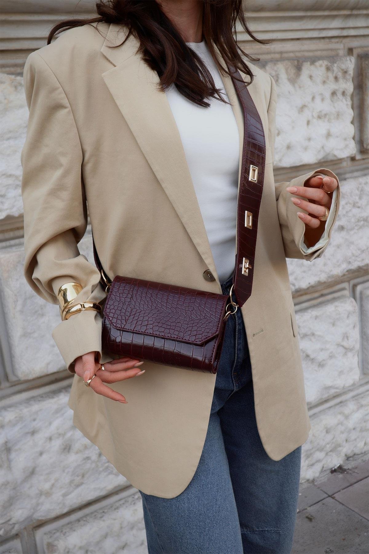 Candice Ayarlanabilir Saplı Bordo Çanta